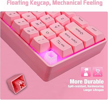 60% Wired RGB Gaming Keyboard, 61 Keys Portable Mini Compact Keyboard with 11 Chroma RGB Backlit, ABS Floating Keycap, Full Anti-ghosting Keys, USB Office/Game Mechanical Feel Keyboard for PC Computer