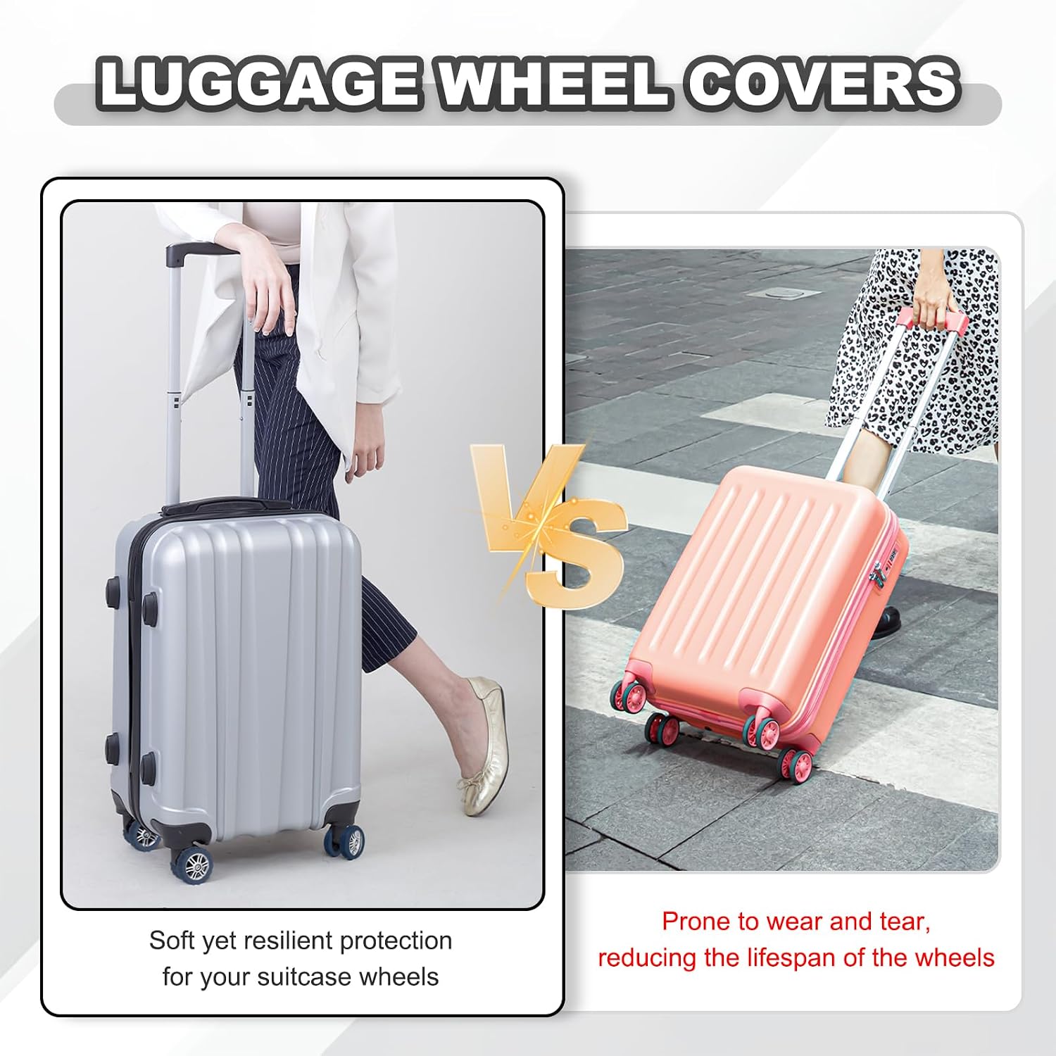 Luggage Wheel Protection Cover, Wear Resistant Anti Noise Silicone Suitcase Protective Covers, 10Pcs &Blue -Fitting for 2.3-2.6" Spinner Wheel Suitcases Travel image 4