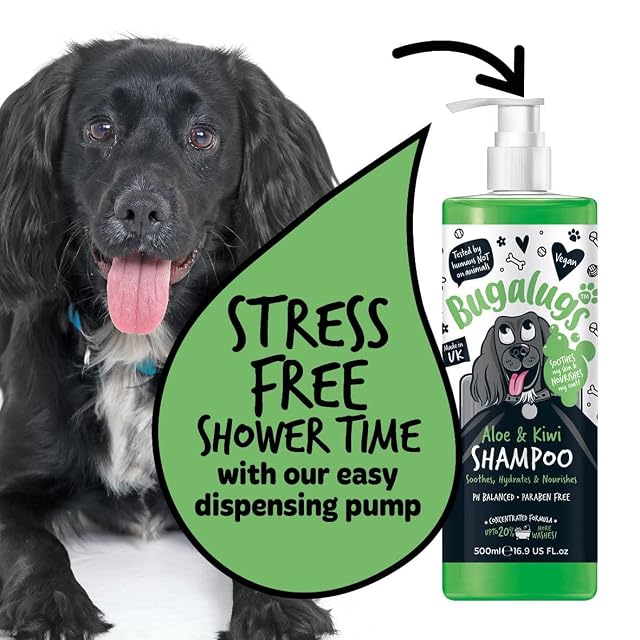 Foto 7 de 8 de BUGALUGS - Champú Calmante para Perros - Aloe Vera & Kiwi - 500ml - Hidratación Natural - Piel Sensible