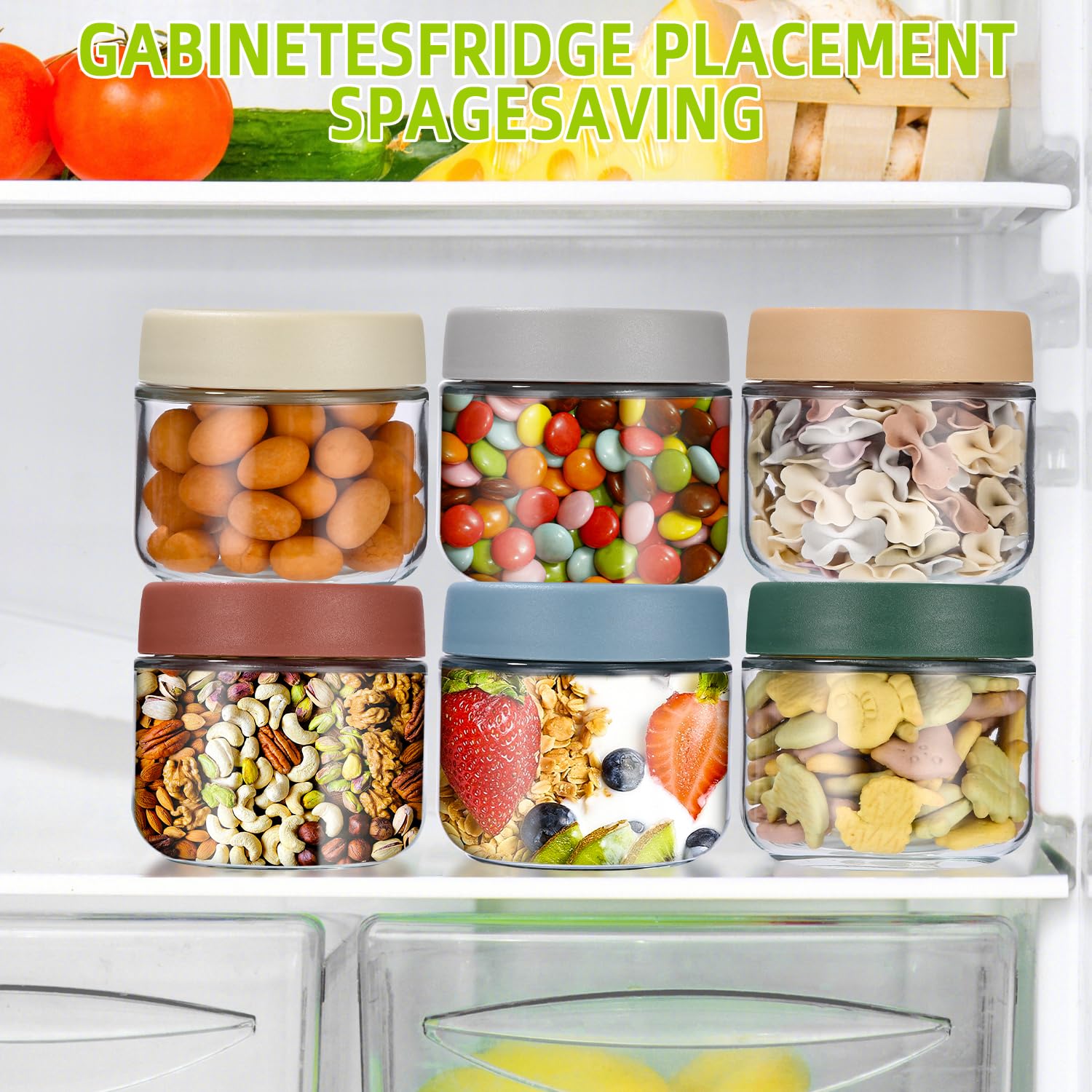 Cotepi 6Pz 300 ML Barattoli in vetro,Barattoli di Vetro Ermetici con Coperchio,Vasetti Cucina per Alimenti, Porta Cereali, per Zucchero,yogurt, budino, insalata
