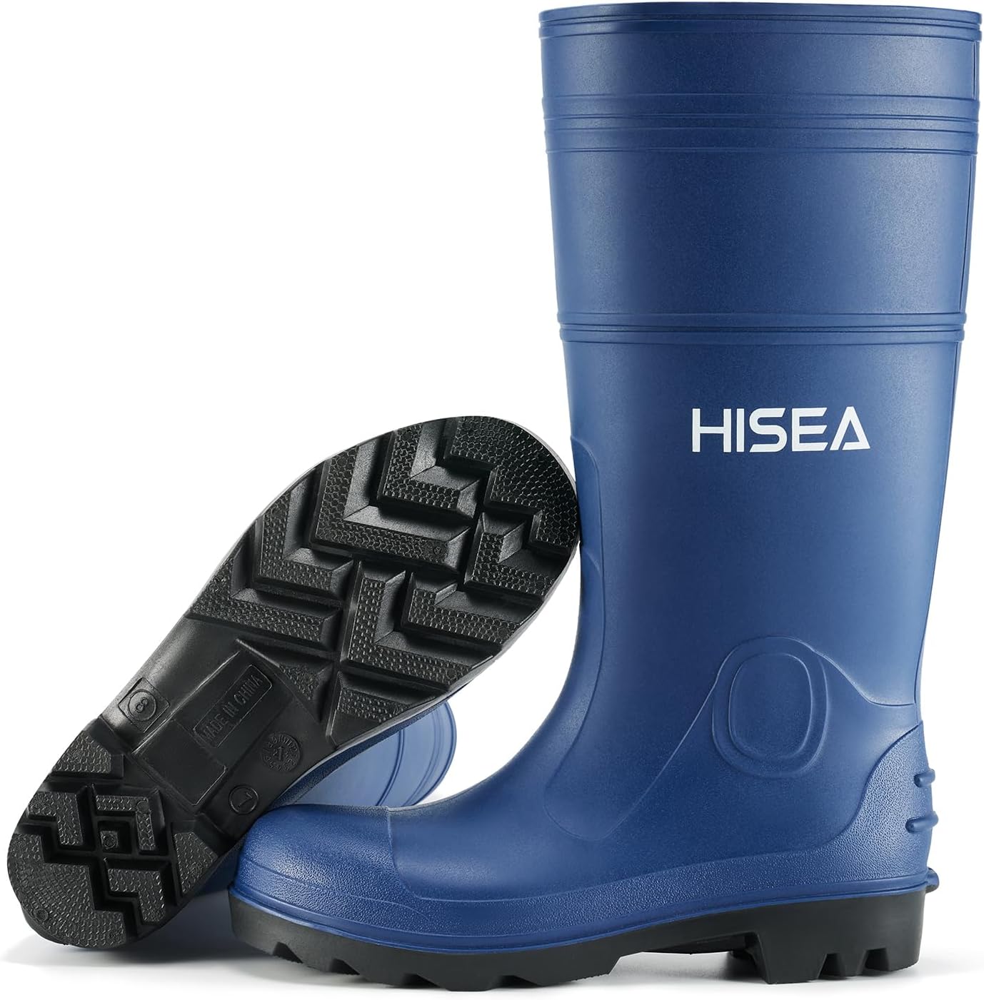 HISEA Men's Rain Boots PVC Rubber Boots with Steel Shank Waterproof Garden Fishing Outdoor Work Boots Durable Slip Resistant Mud Rainboots for Agriculture and Industrial Working