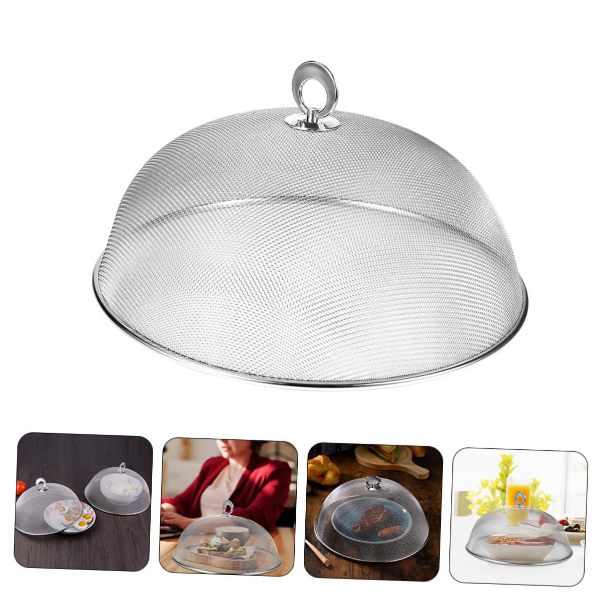 Copertura a Forma di Cupola Acciaio Inossidabile Alimenti e Argento per Antipolvere Beverande Snack e Bevande Ogni Luogo All'aperto