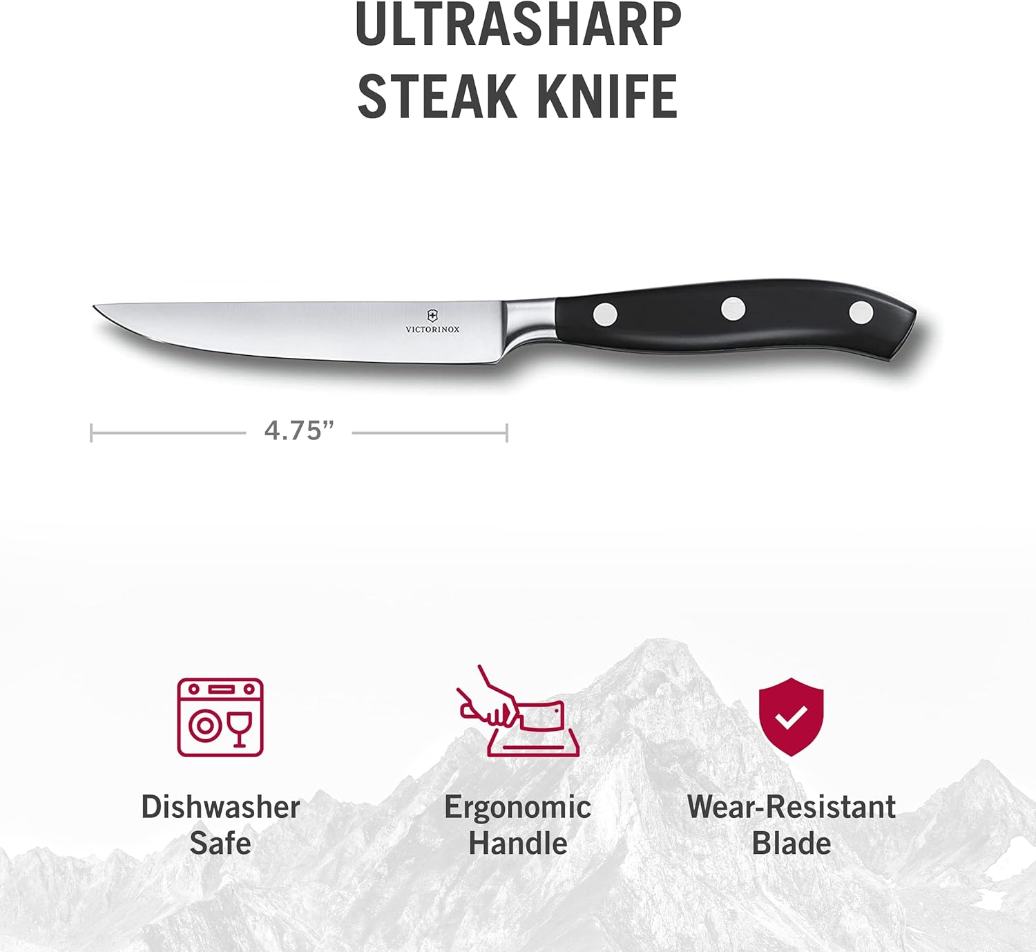 Victorinox Grand Maitre Steak Knife - Premium Meat Knife with Ergonomic Handle - Modern Cooking Knife - Exceptional Kitchen Accessory - Straight Edge, 5"