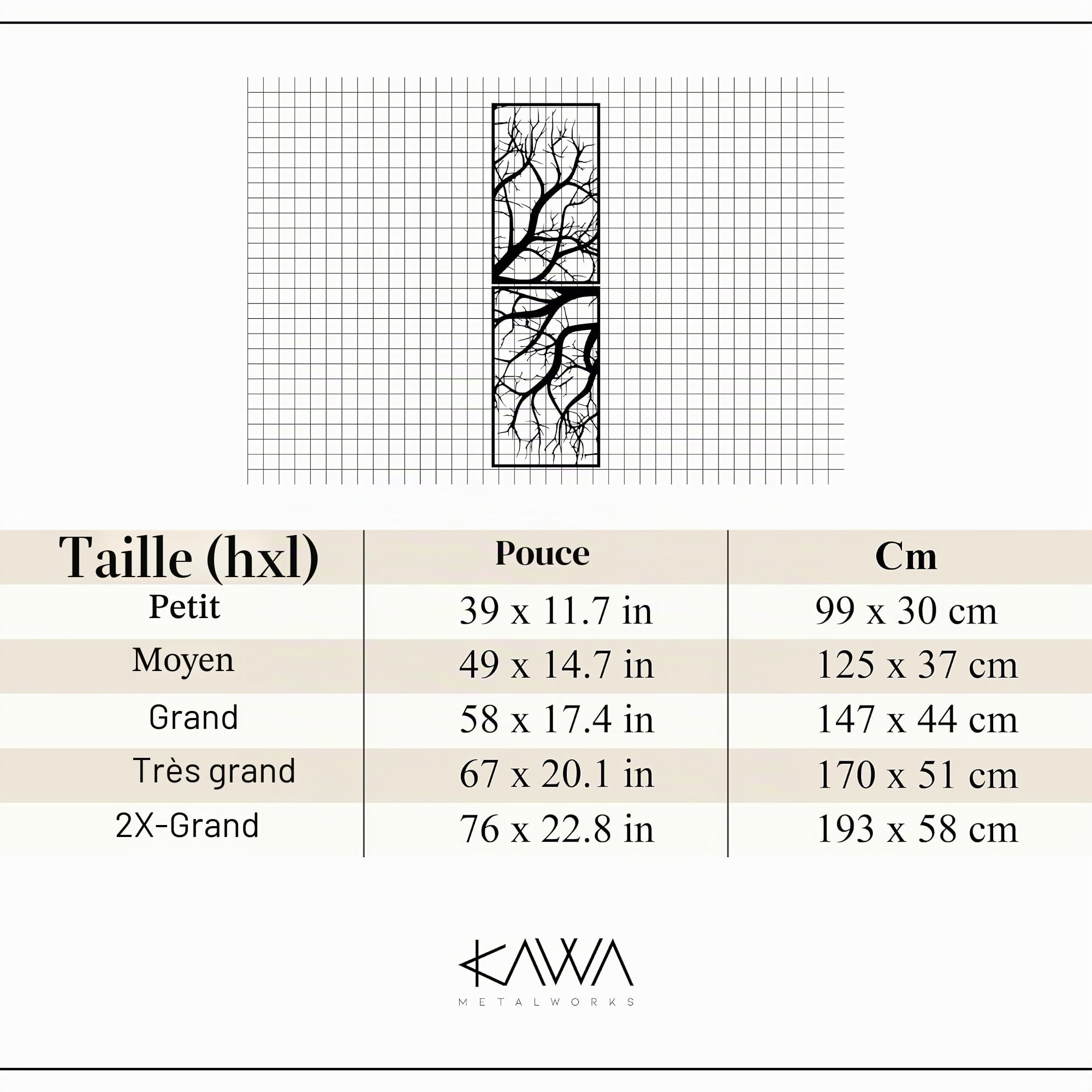 KAWA METALWORKS Art mural en métal, décoration murale verticale en métal pour salon, grand arbre pour intérieur et extérieur, sculpture murale en métal d'arbre noir, doré,