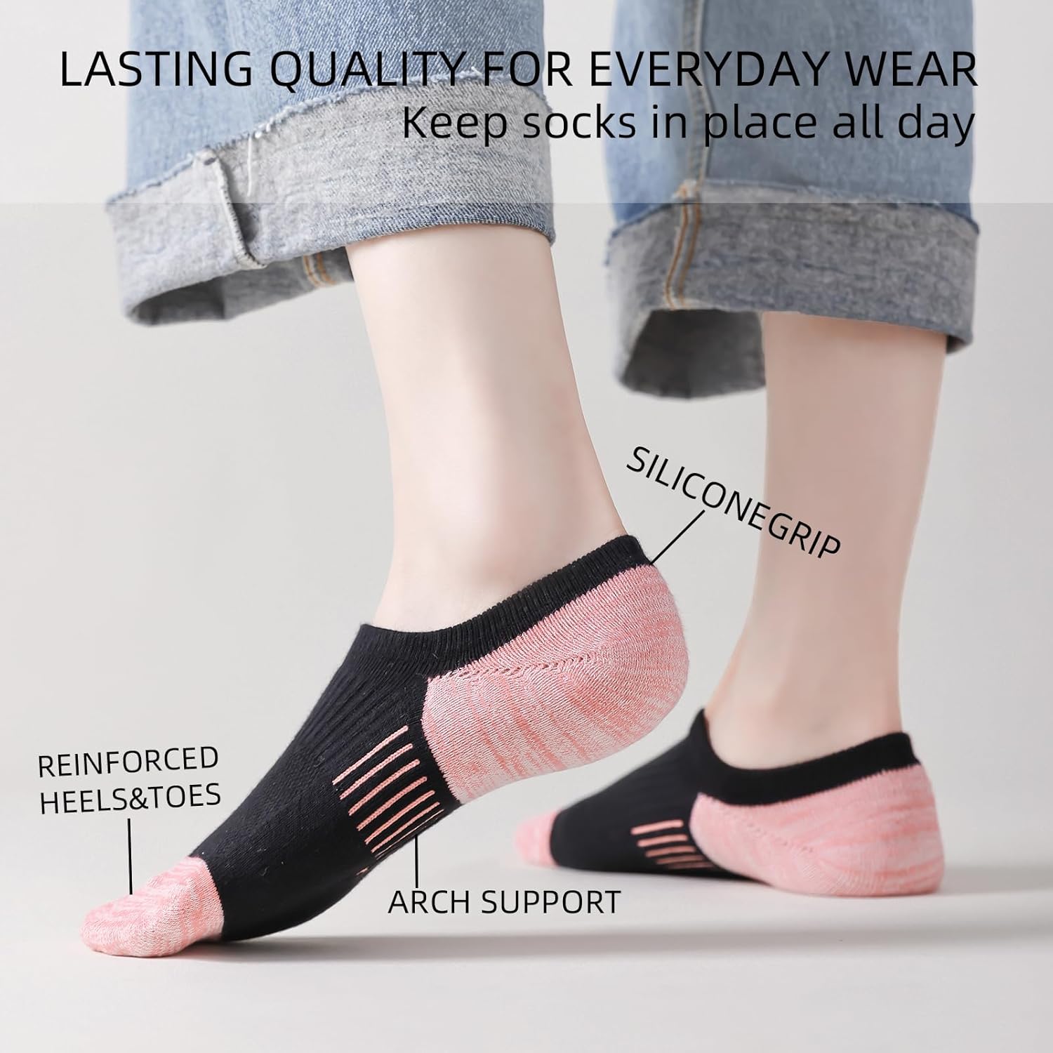EPEIUS Thick No Show Socks for Women Athletic Ankle Socks Cushioned Running Low Cut Non Slip Footies 3/6 Pairs - Image 4