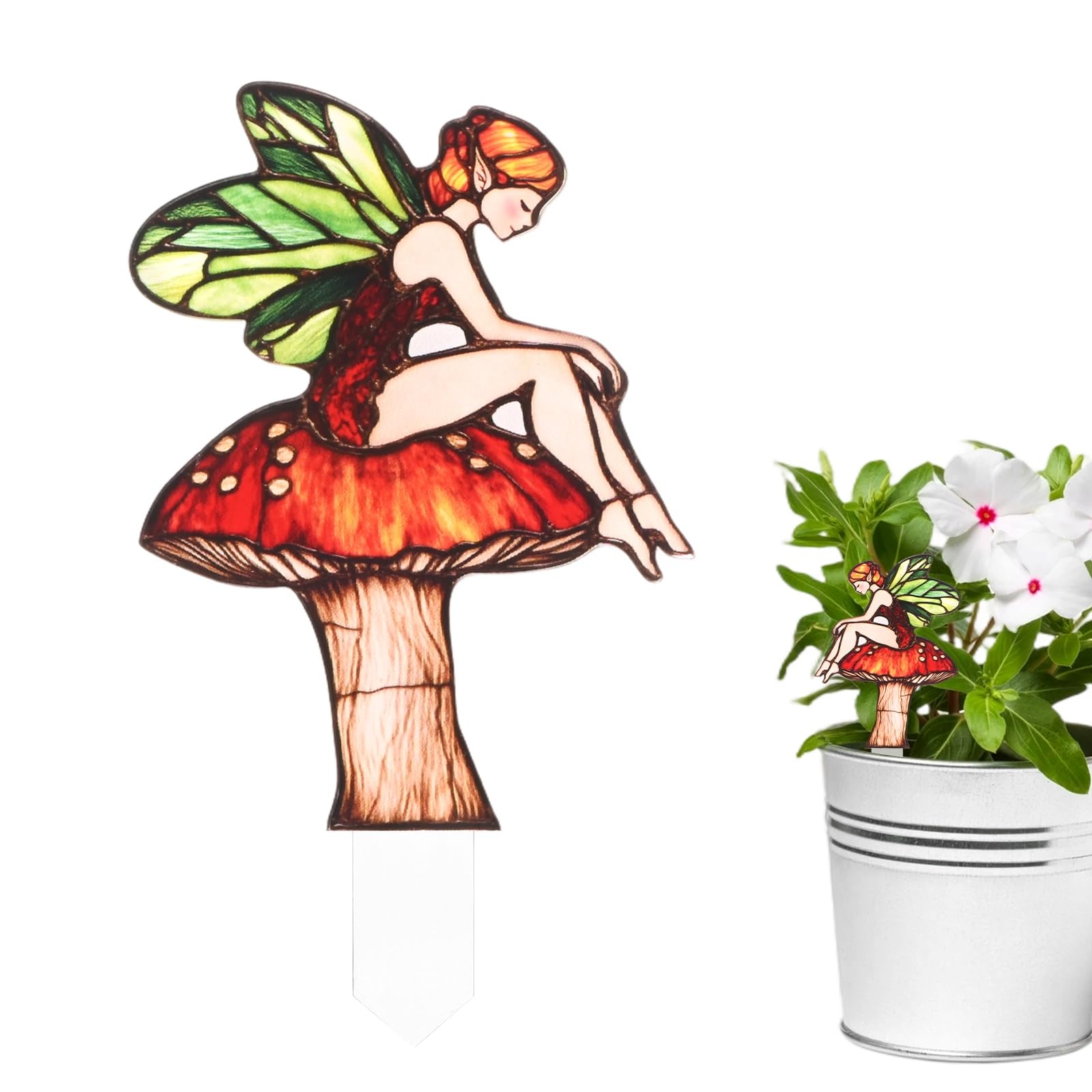 M METERXITY 1-Pack Mushroom Acrylic Stakes 4 Inch Bird Garden Decoration Ornament Potted Plant Decorative Signs for Flower Pot/Planter/Yard/Patio/Outdoor/Indoor[Mushroom 6]