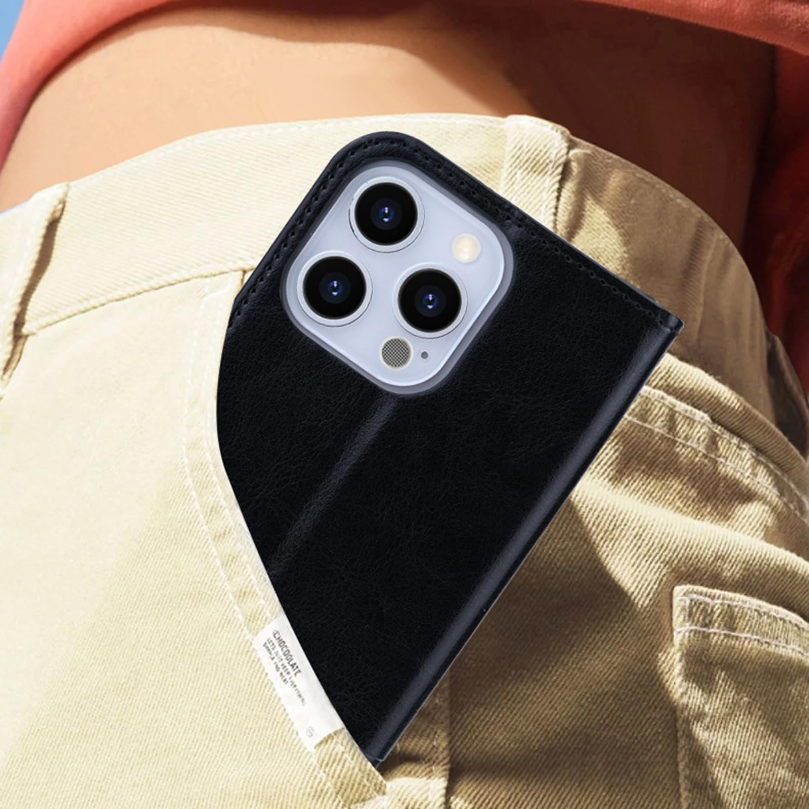 Skórzane etui na iPhone'a 16/16 Pro/16 Plus/16 Pro Max, portfel w minimalistycznym stylu, magnetyczne etui z klapką, etui na telefon komórkowy, 16, czerwone