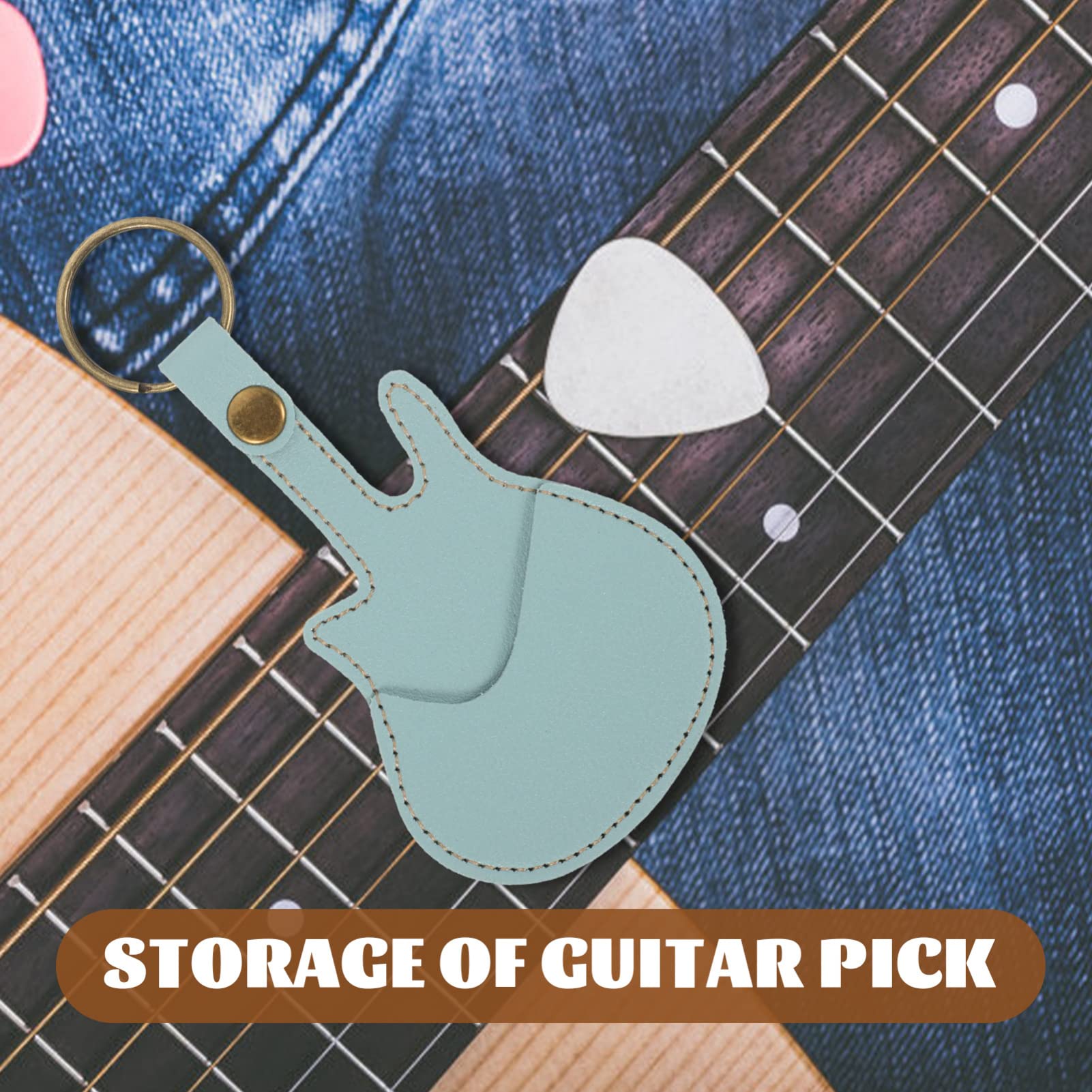 VANZACK PU Leather Guitar Pick Holder Case with Keychain Portable Plectrum Storage Bag for Guitar Accessories Durable and Lightweight Design for Easy Carrying