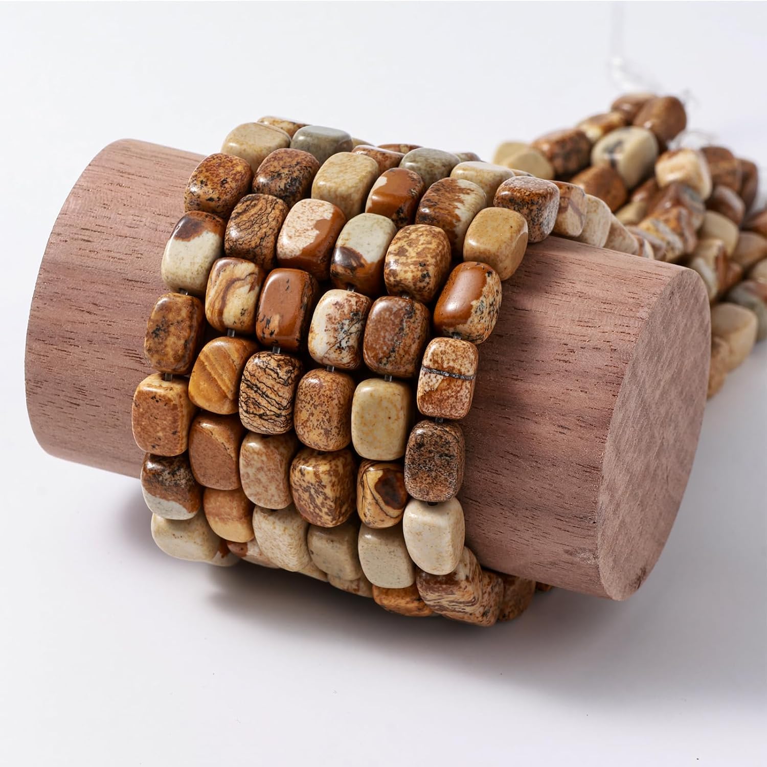 Natural Large Brown Picture Jasper Cube Stone Beads 8x11mm 38cm/str Loose Semi Gemstone Stone Square Beads for Making Bracelets Necklace - Image 2