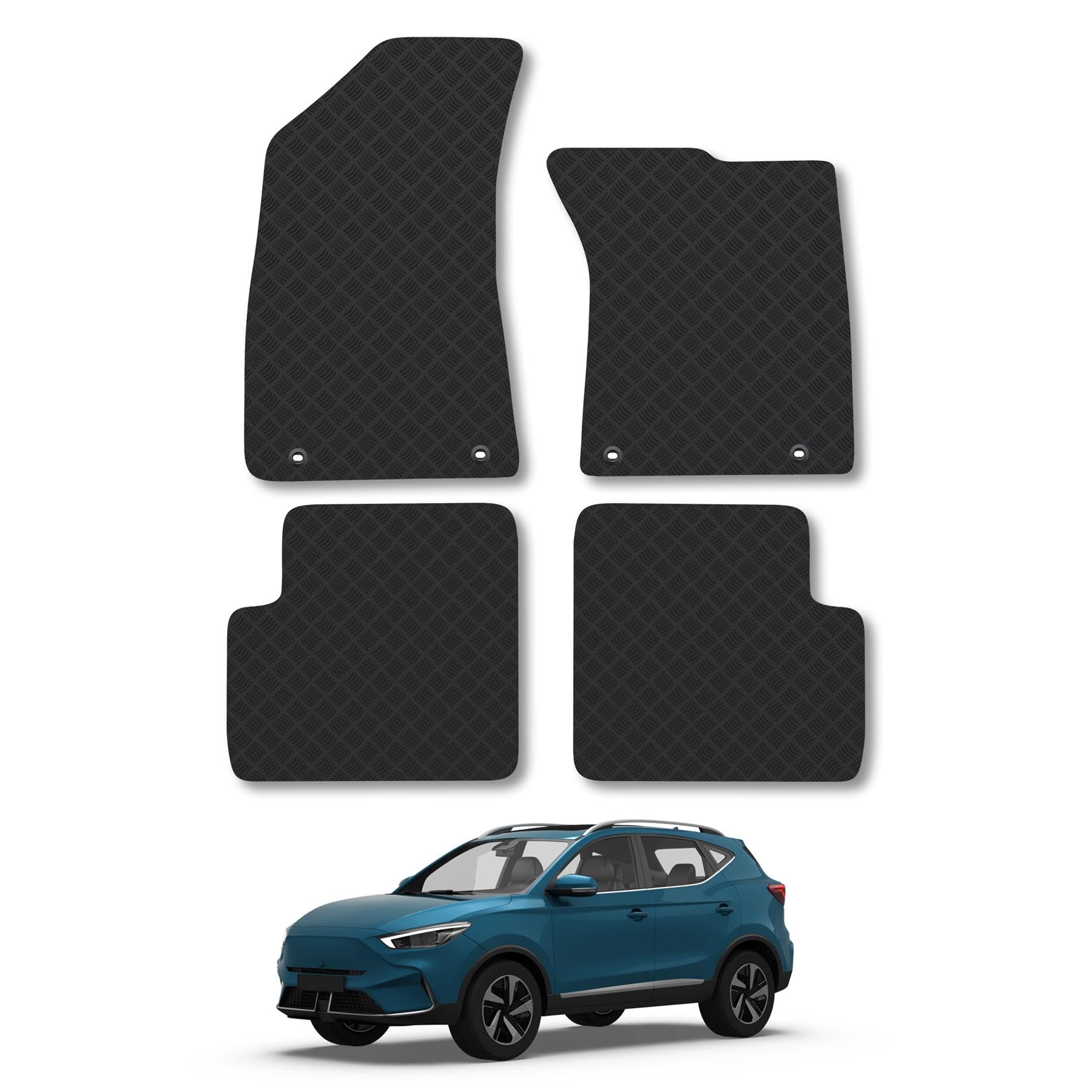 MG ZS (2017-2022) [Manual] Rubber Car Mats Accessories Tailored Fit Compatible Accessory Waterproof Protection Non-Slip Floor Mats Full Coverage Durable Front Rear Set Coverage with Clips