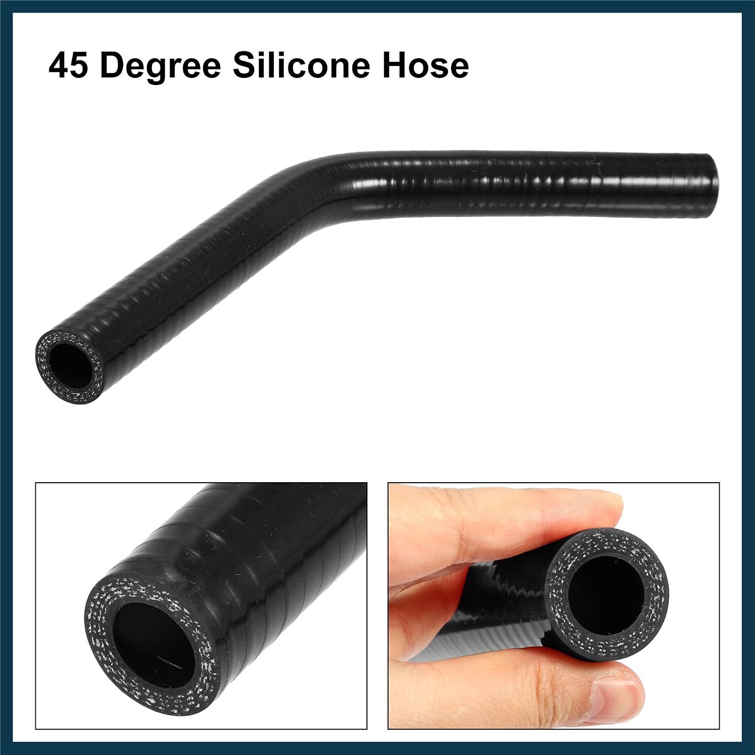 16mm 0.63" ID 45 Degree Elbow Silicone Reducer Hose Pipe Bend Turbo Water Intercooler Black Automotive Parts