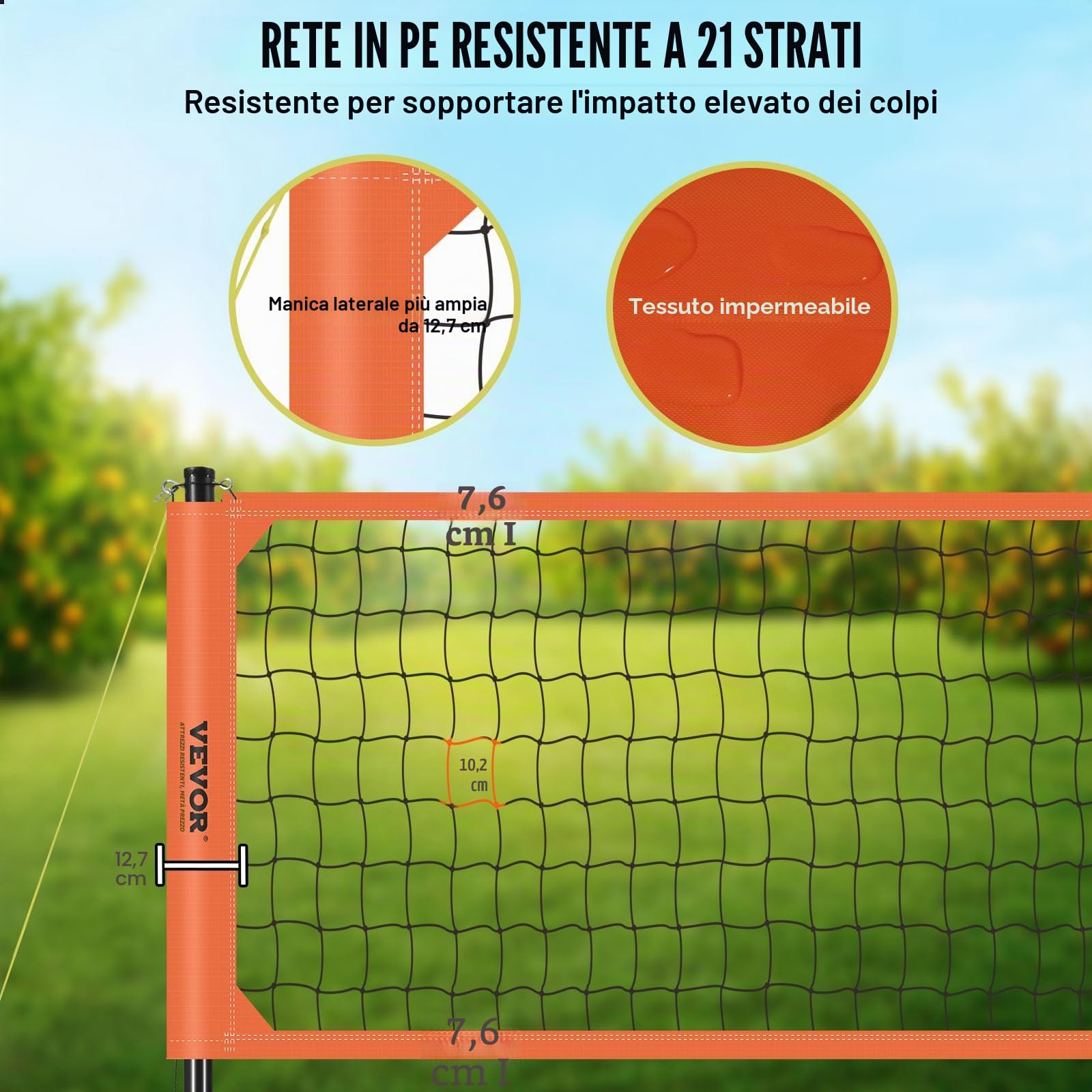 VEVOR Sistema di Rete da Pallavolo - Pali in Alluminio Unisex Adulto