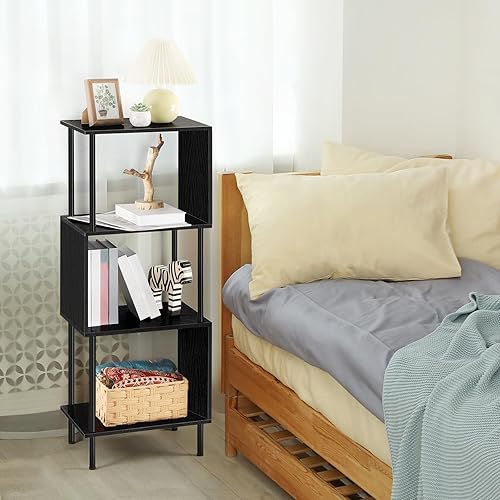 Miniatura 7 de ETELI Estantería pequeña única en forma de S con 4 estantes, estantes industriales de almacenamiento para sala de estar, dormitorio y oficina en