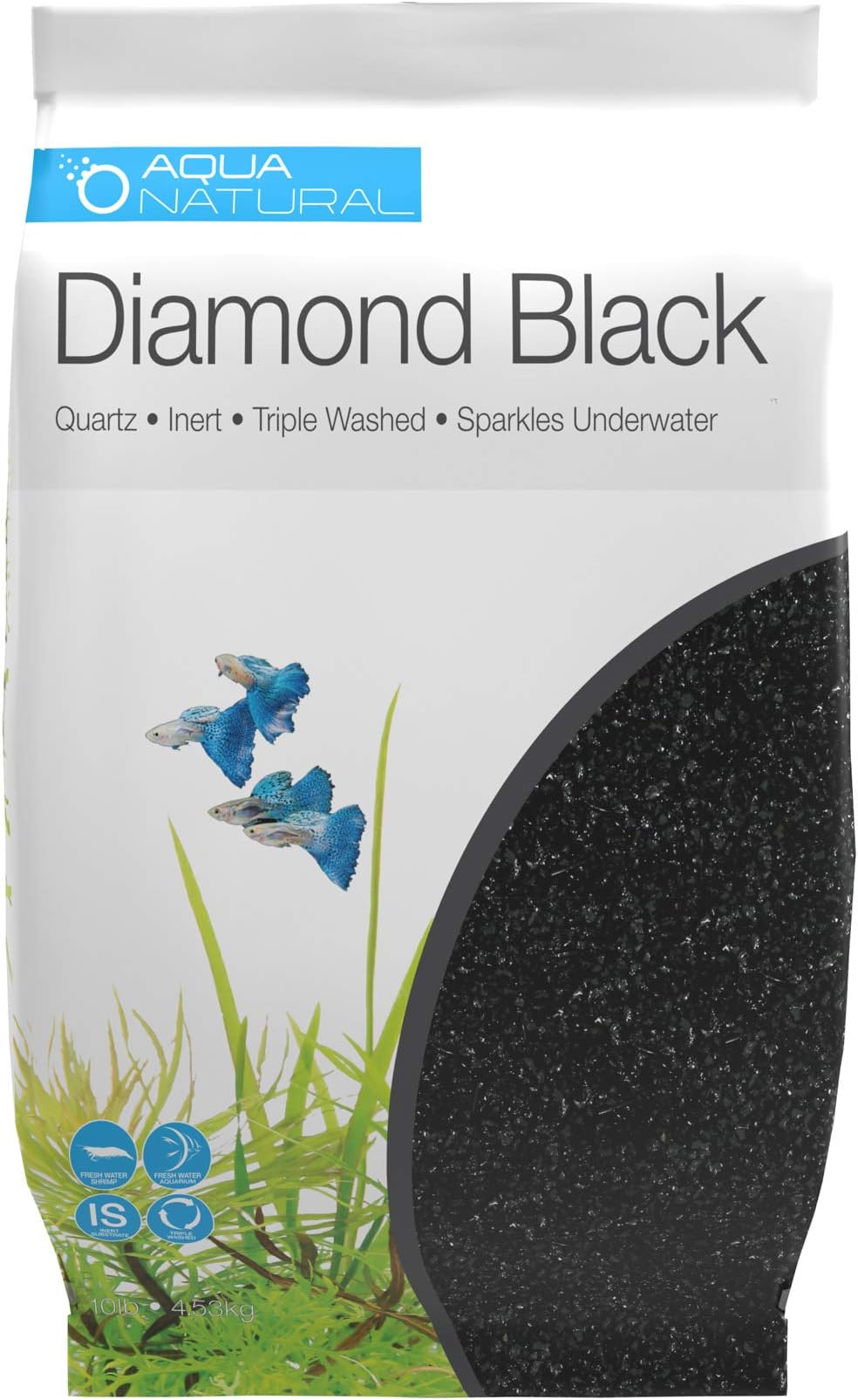 AquaNatural Diamond Black 10lb, Premium Gravel and Substrate for Aquariums, Fish Tanks and terrariums, 2-4mm