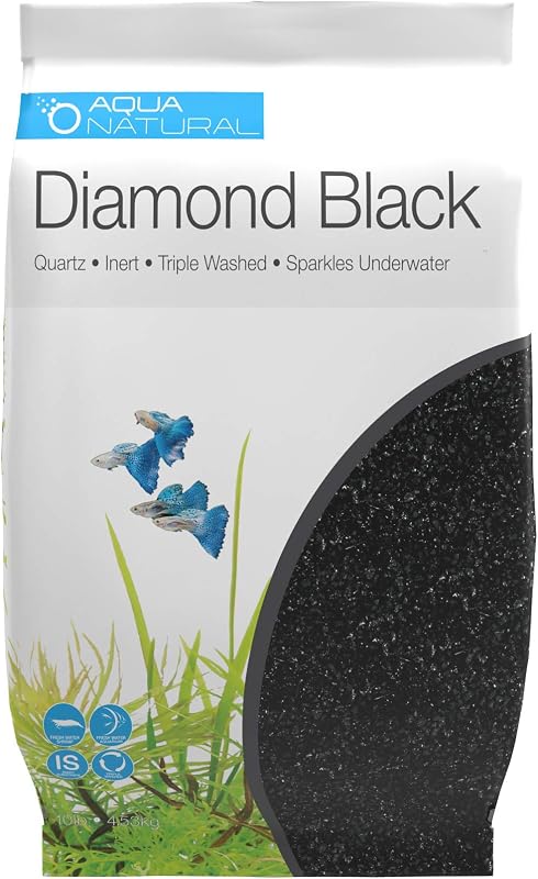 Aqua Natural Aquarium Substrate, Diamond Black Gravel, 10lb | 1-2mm, For Aquariums, For Fish Tanks, For Terrariums
