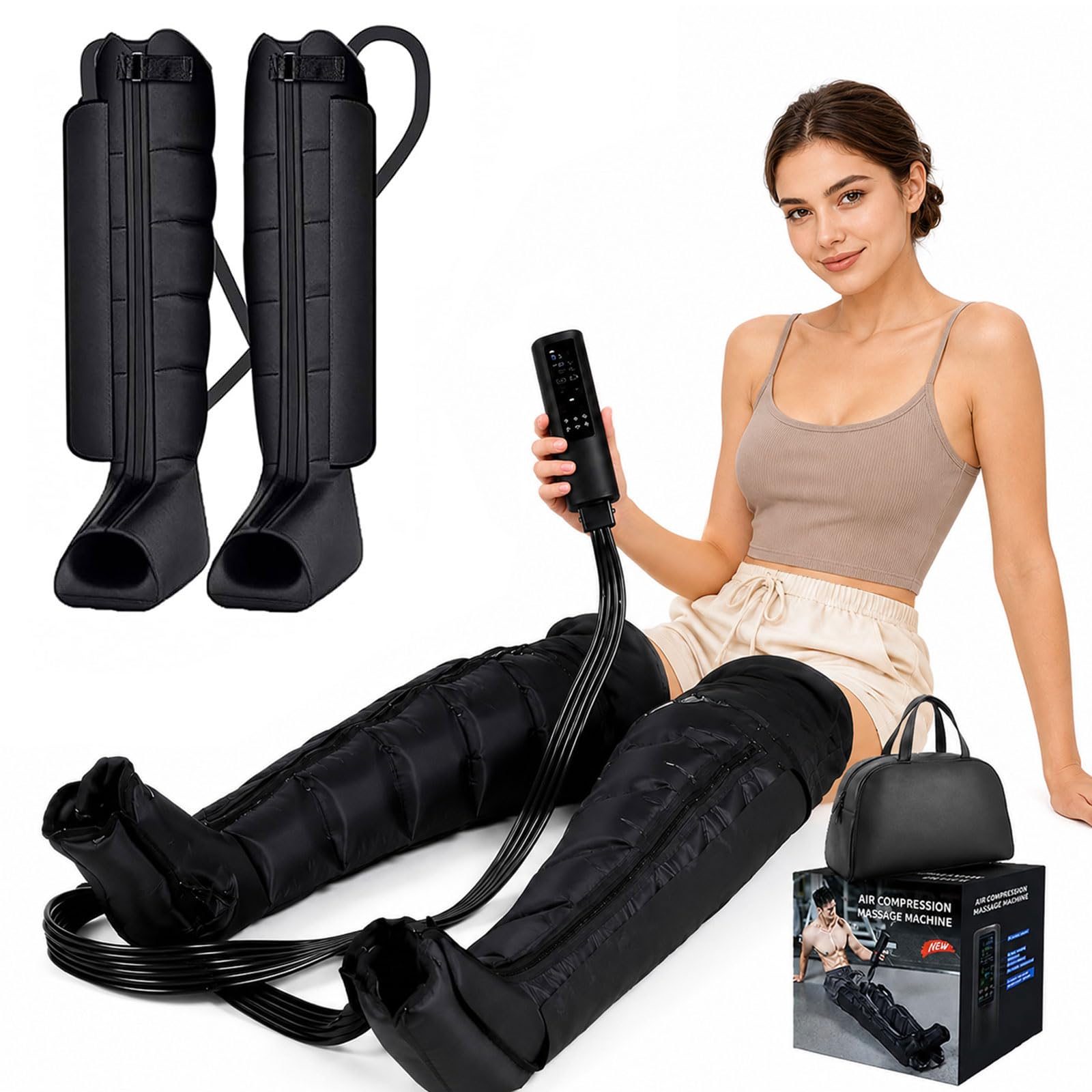 Massaggiatore Gambe con Pressoterapia Linfodrenaggio e 6 Camere d'Aria