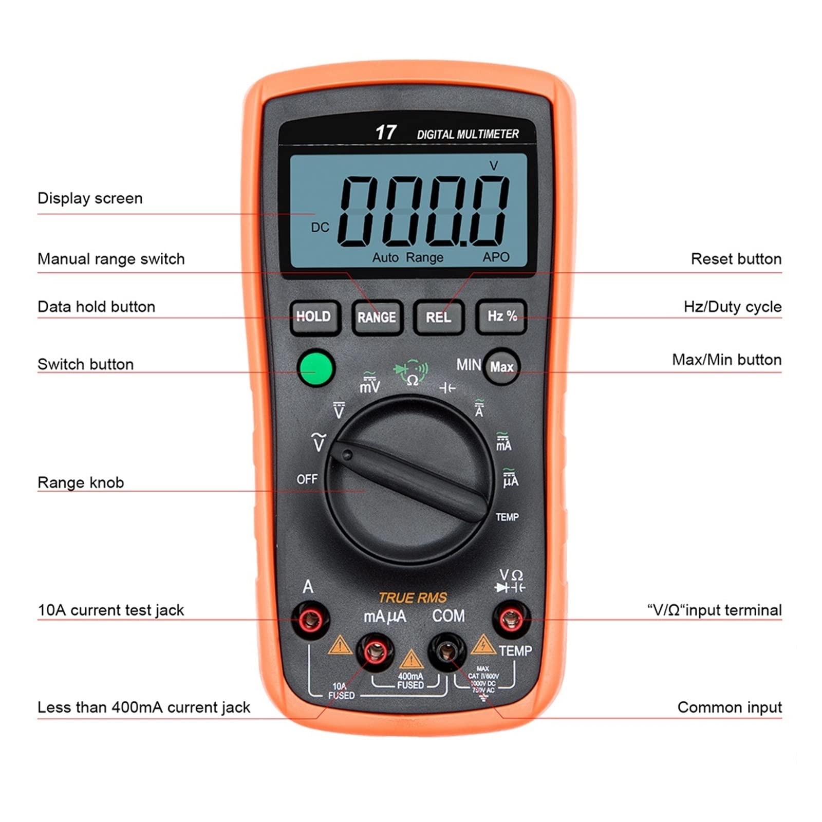 Multímetro Digital Inteligente Recargable Multímetro Digital 4000 recuentos Smart Multimetro Tester Ohm Capacitancia Medidor de Voltaje