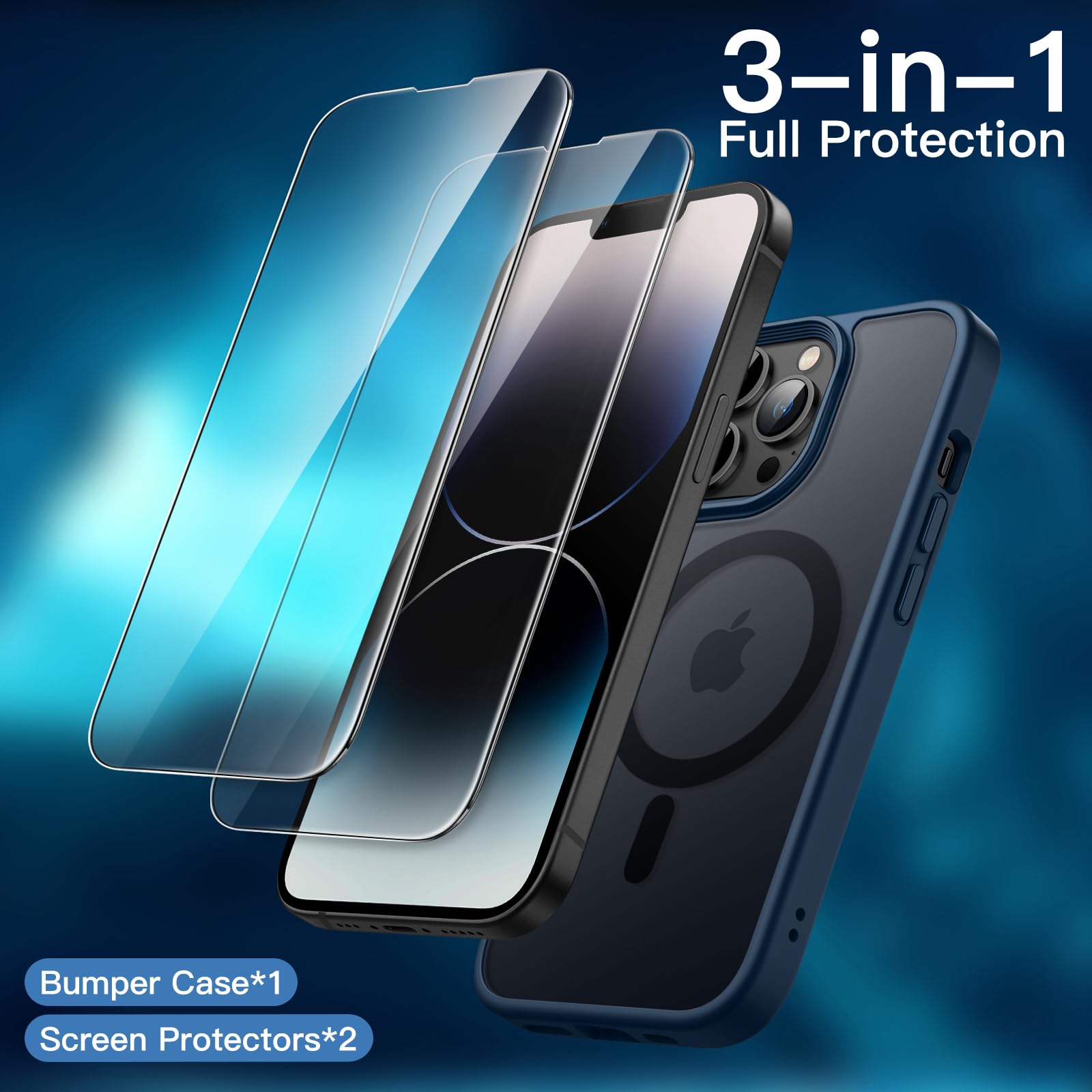 編集中》iPhone14Proケース フィルム2枚 MagSafe対応 iPhone14Pro ケース クリア MagSafe対応 ガラスフィルム2枚 編集中