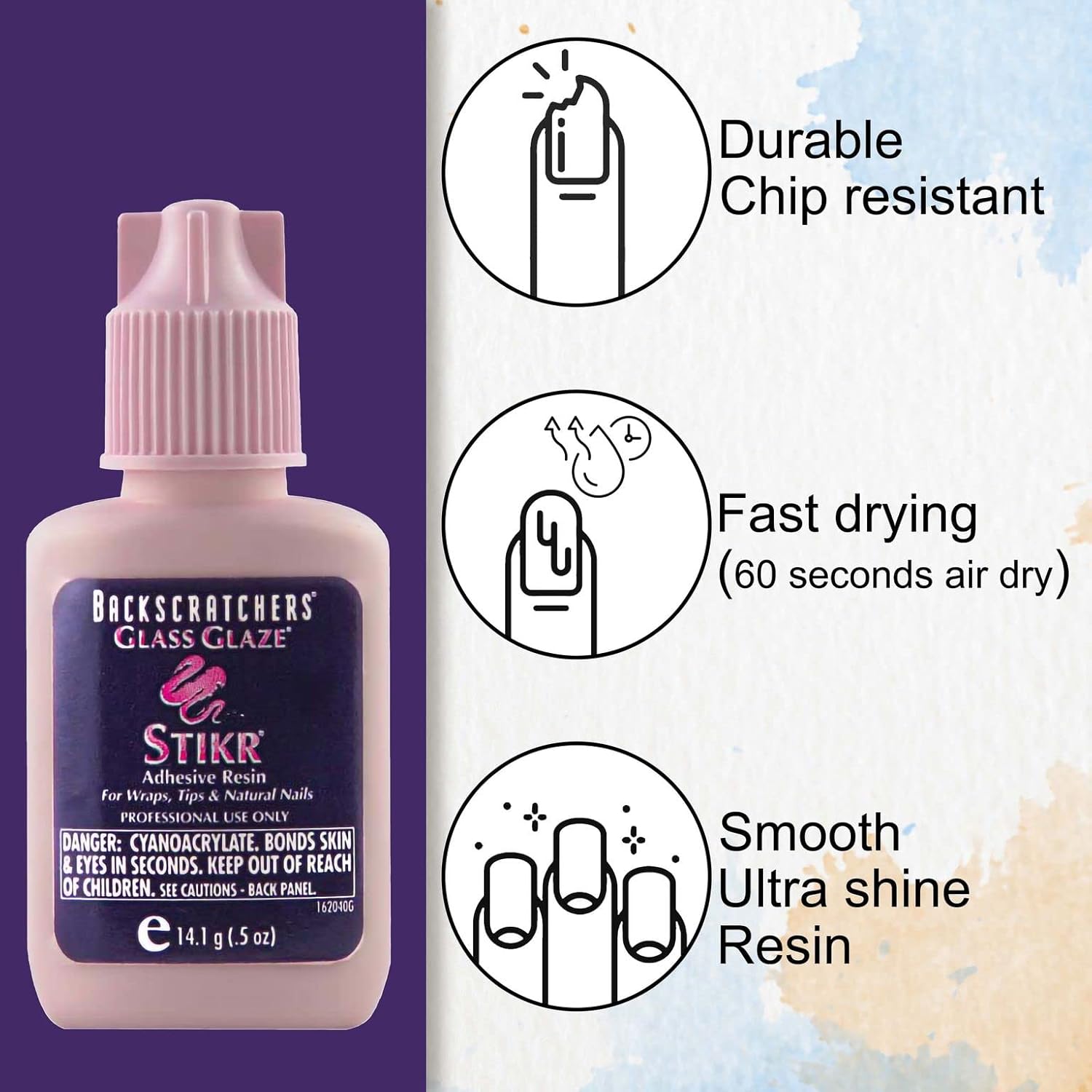 Backscratchers Stikr Resin 0.5oz - For Nail Wraps, Tips, Extensions, Charms, & Natural Nails