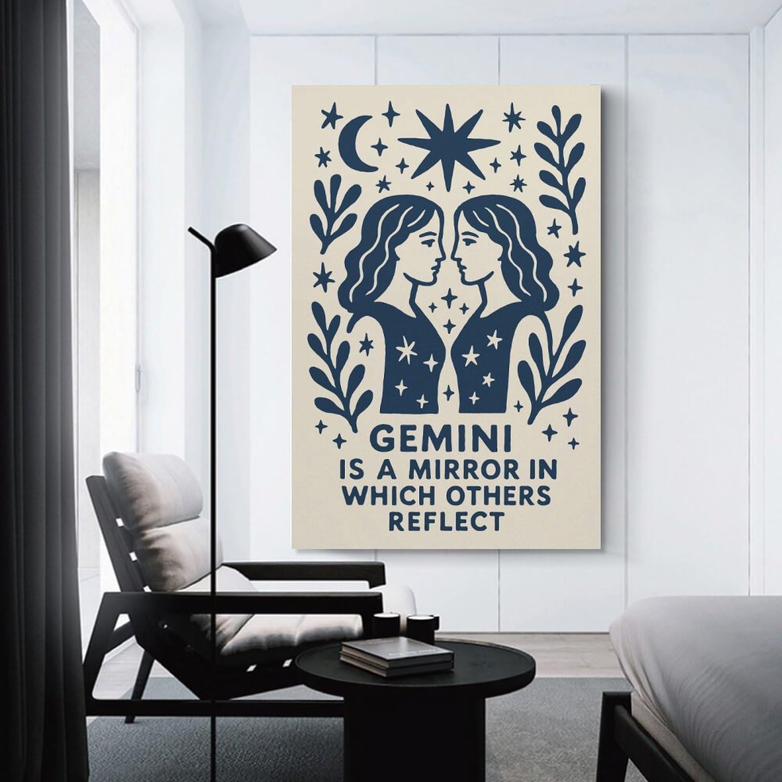 Junmoney Gemini Zodiac Sign Art Print Wall Picture Print 24x36inch(60x90cm), for Lounge Decor, Offices Or Entryway Styling, Versatile Wall Decor for Many Rooms