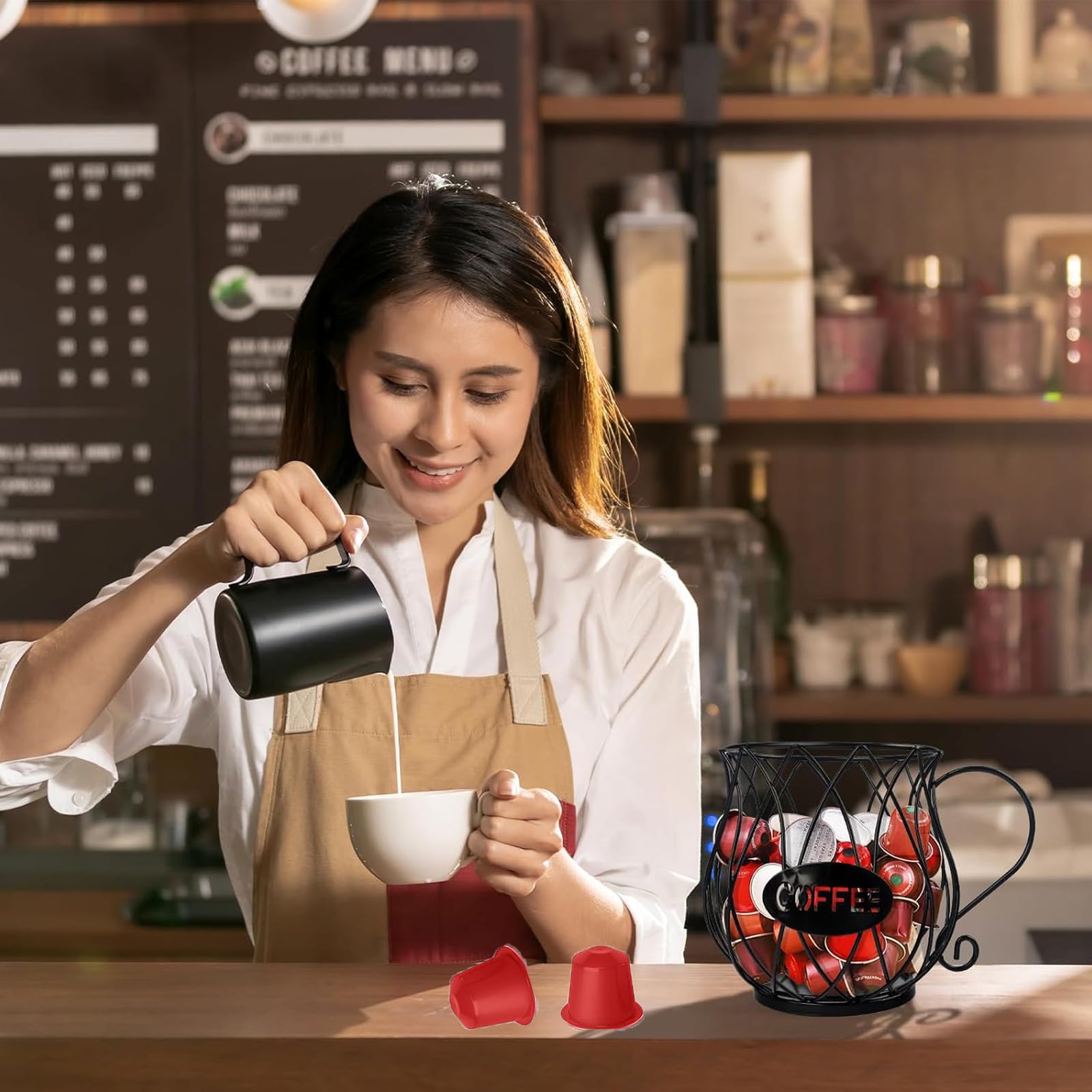 Cesta de Cápsulas de Café, Cesta de Almacenamiento de café, Soporte para Cápsulas de café Canasto de Expreso, Canasto de Almacenamiento de Vainas de Expreso, Utilizado para Almacenar El , Jalea