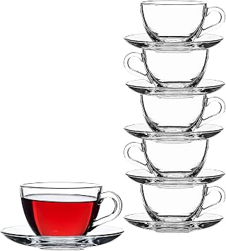 Pasabahce 97948   12-par al  tabakl  fincan"Basic" i in,  ay, kahve, Cappuccino, 6 ki i i in