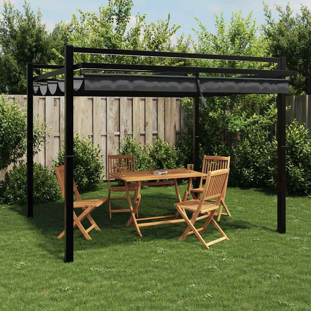Pergola avec Toit Rétractable, Pergola Tonnelle de Jardin Extérieur Anthracite 3x3 m Aluminium