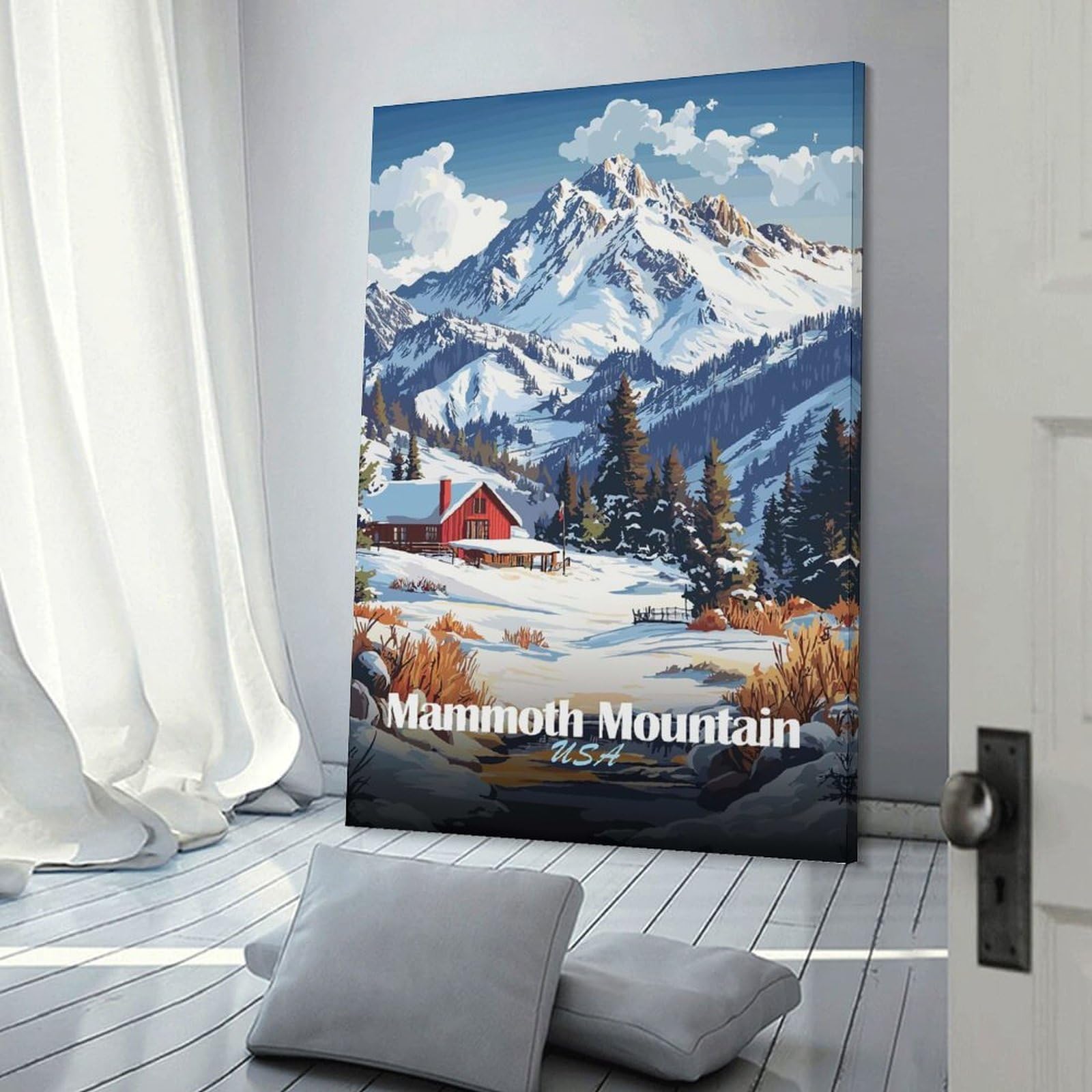 Junmoney Frame-Style-18 Mammoth Mountain Winter Scene Wall Art Print 20X30inch(50X75cm), For Lounge, Study, Hallway Or Flat Walls, Decorative Artwork With Broad Appeal