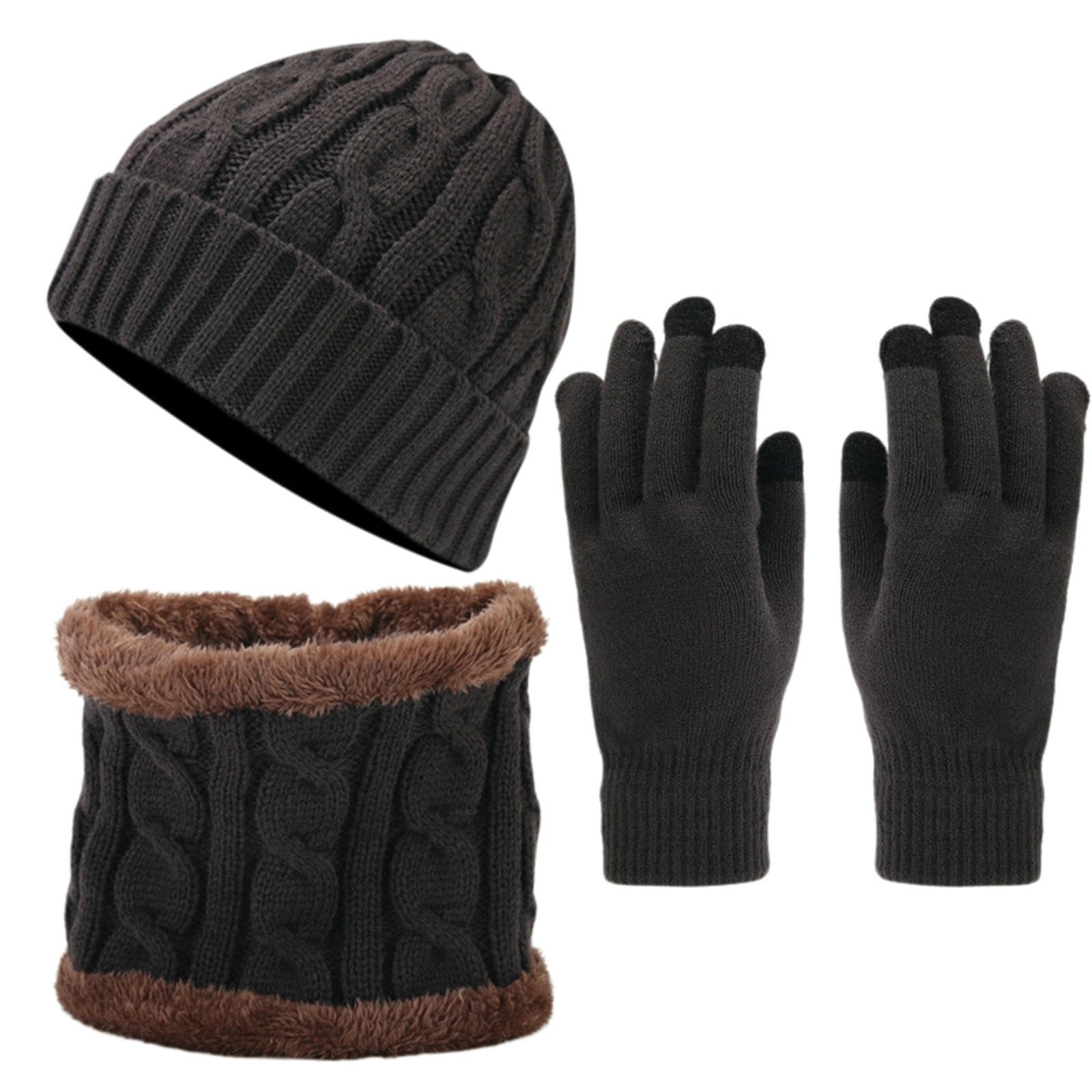 Gorro bufanda guantes invierno con tejido de protección grueso para aislar el frío extremo