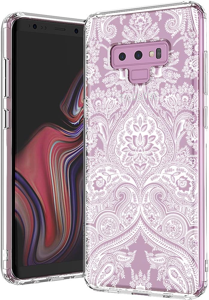 MOSNOVO Galaxy Note 9 Case, Damask Henna Mandala Lace Pattern Clear Design Printed Transparent Plastic Back Case with TPU Bumper Protective Case Cover for Samsung Galaxy Note 9