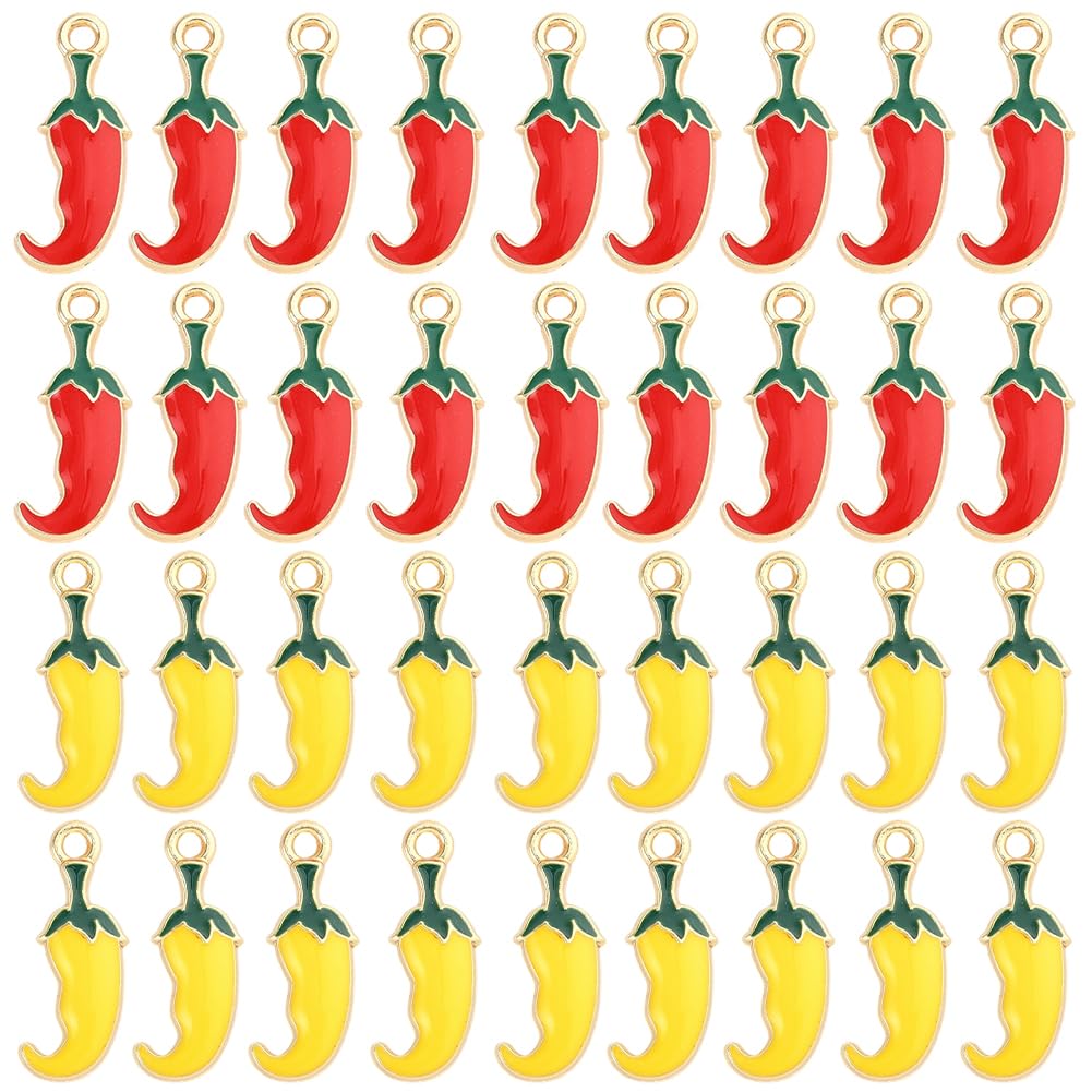 Breloques piment rouge émaillé SUNNYCLUE pour création de bijoux DIY