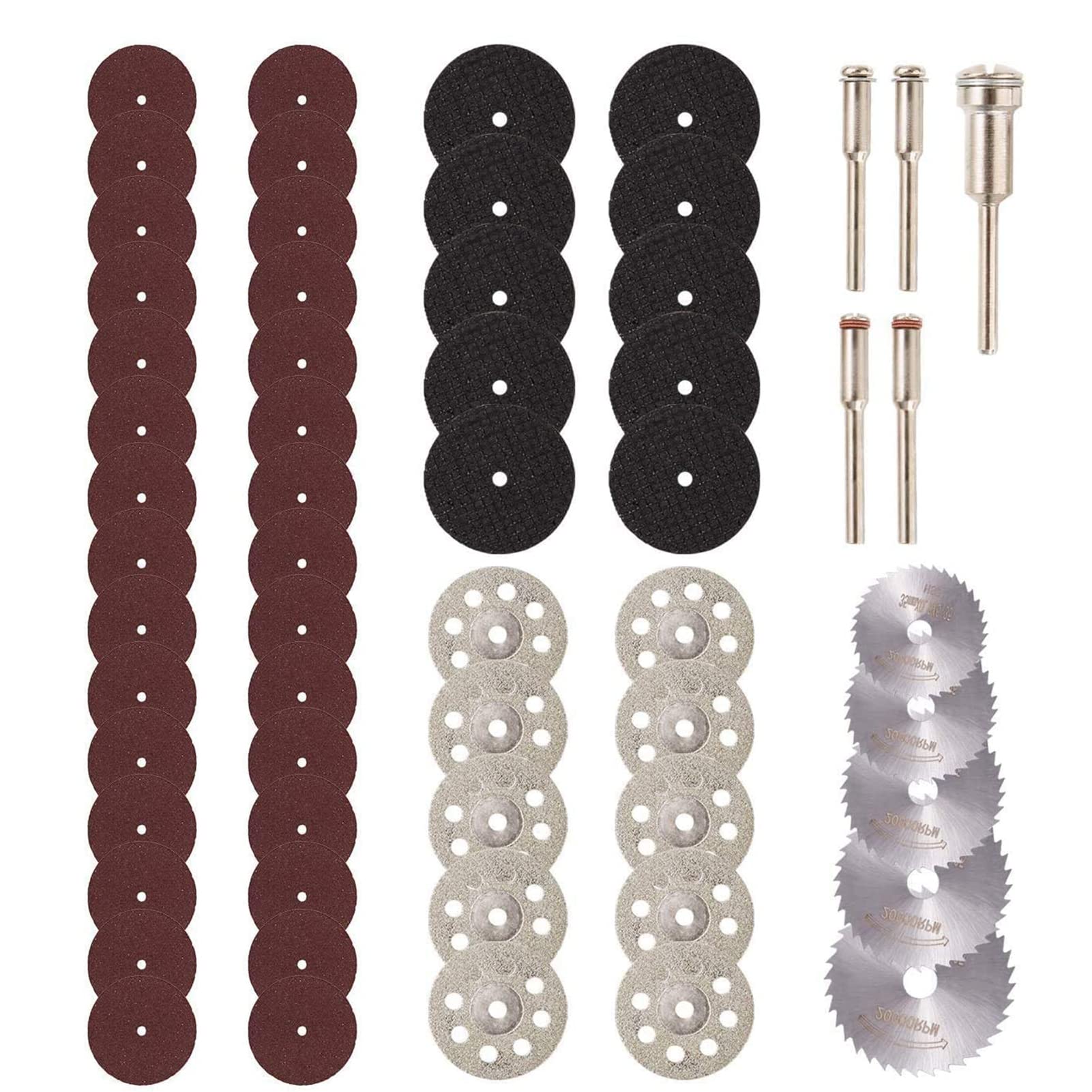 Joleritc 60pcs Cutting Wheel Set for Rotary Tool Including 545 Diamond Cutting Wheels HSS Circular Saw Blades Resin Cutting Disc Mandrels for Wood Glass Plastic Stone Metal