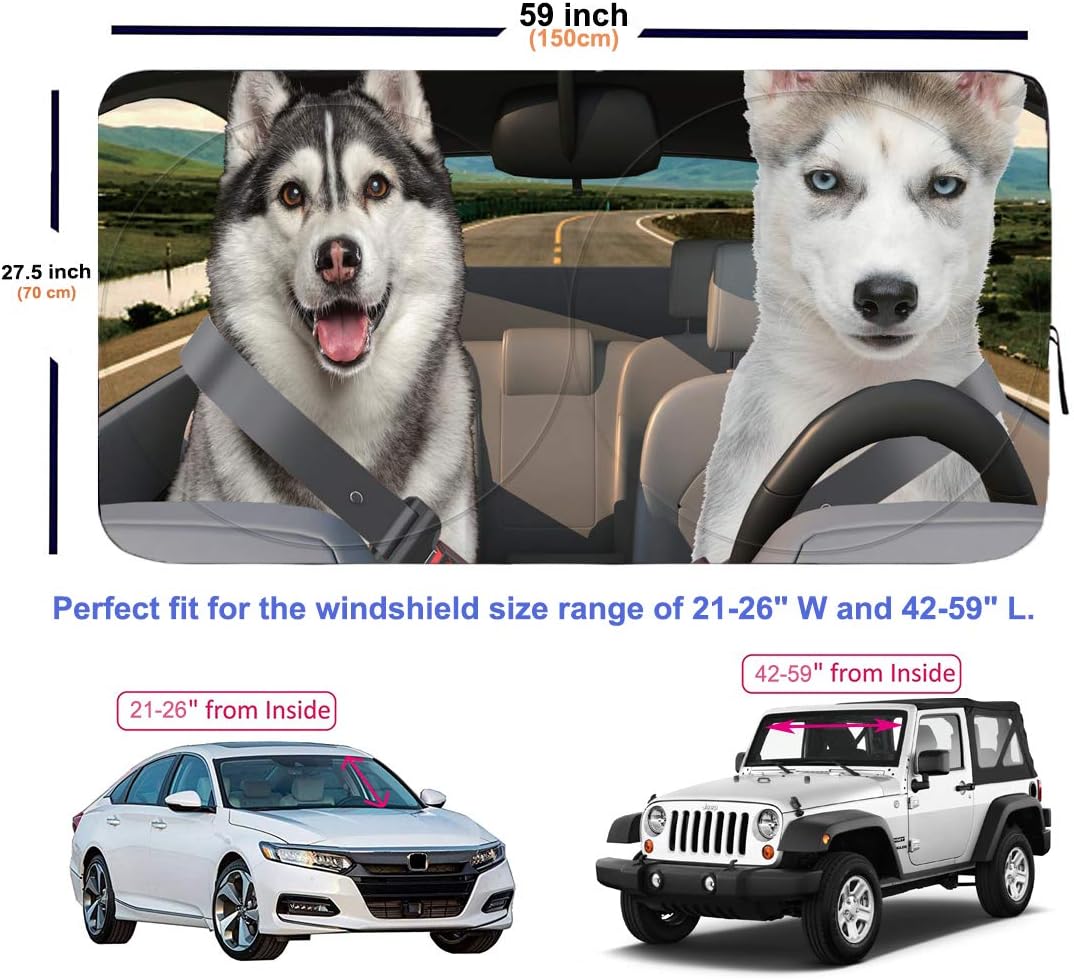 Dogs Style Sun Visor for Car Shield Blocks UV Rays Automotive Interior Sun Protection for Car Truck SUV (Dogs, Standard）