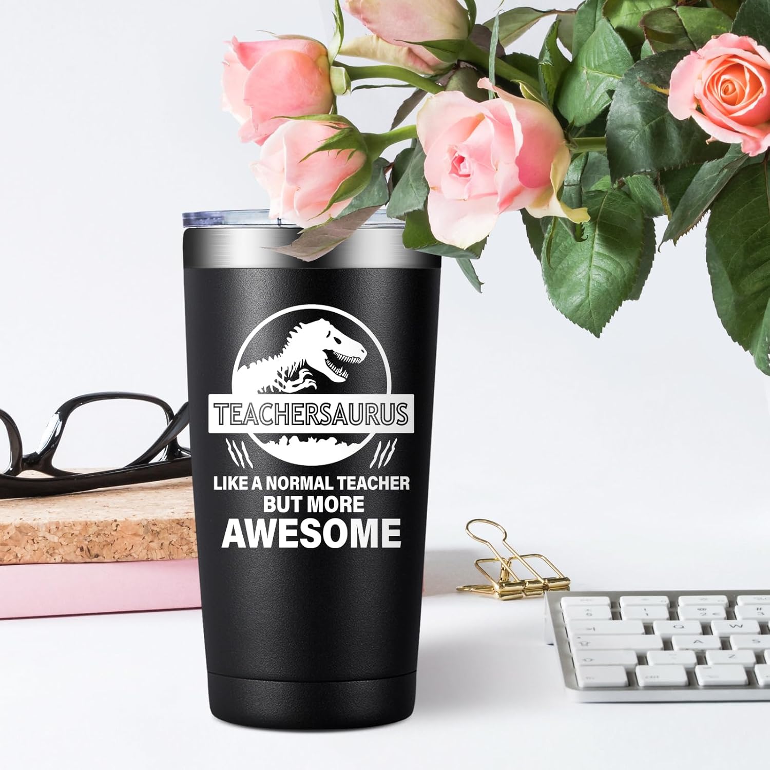 BIRGILT Teacher Gifts for Men, Women - Best Teachers Valentines Day Gift - Teacher Appreciation Gifts for Teachers Day, Appreciation Week, End of Year - 20oz Teachersaurus Tumbler Cup - Image 4