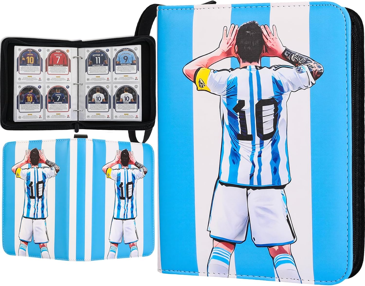 Soccer Card Binder 440 Pockets, Sports Trading Card Binder Waterproof, 4 Pocket Top Loader Removable Sleeves,3 Ring Card Holder Card Collectors Album Compatible with Football, Game and TCG Cards