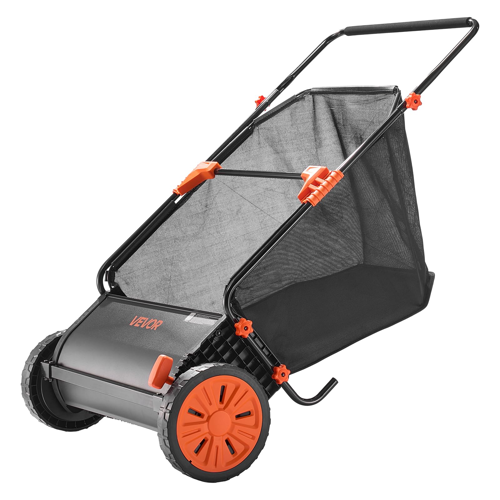 VEVOR Barredora Peinadora Césped Manual, Ancho de Trabajo de 66 cm, Cepillo para Césped, Saco de Recogida de 198 L, 10 Alturas Ajustables, para Limpiar Hojas Piñas Agujas de Pino en Jardín Acera Patio