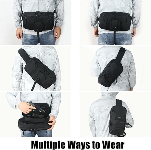 Miniatura 2 de DegeTMVe - Riñonera táctica para llevar oculta, riñonera táctica de DegeTMVe para cinturón de correr a la moda, para 1911, Glock (negro), Negro -,