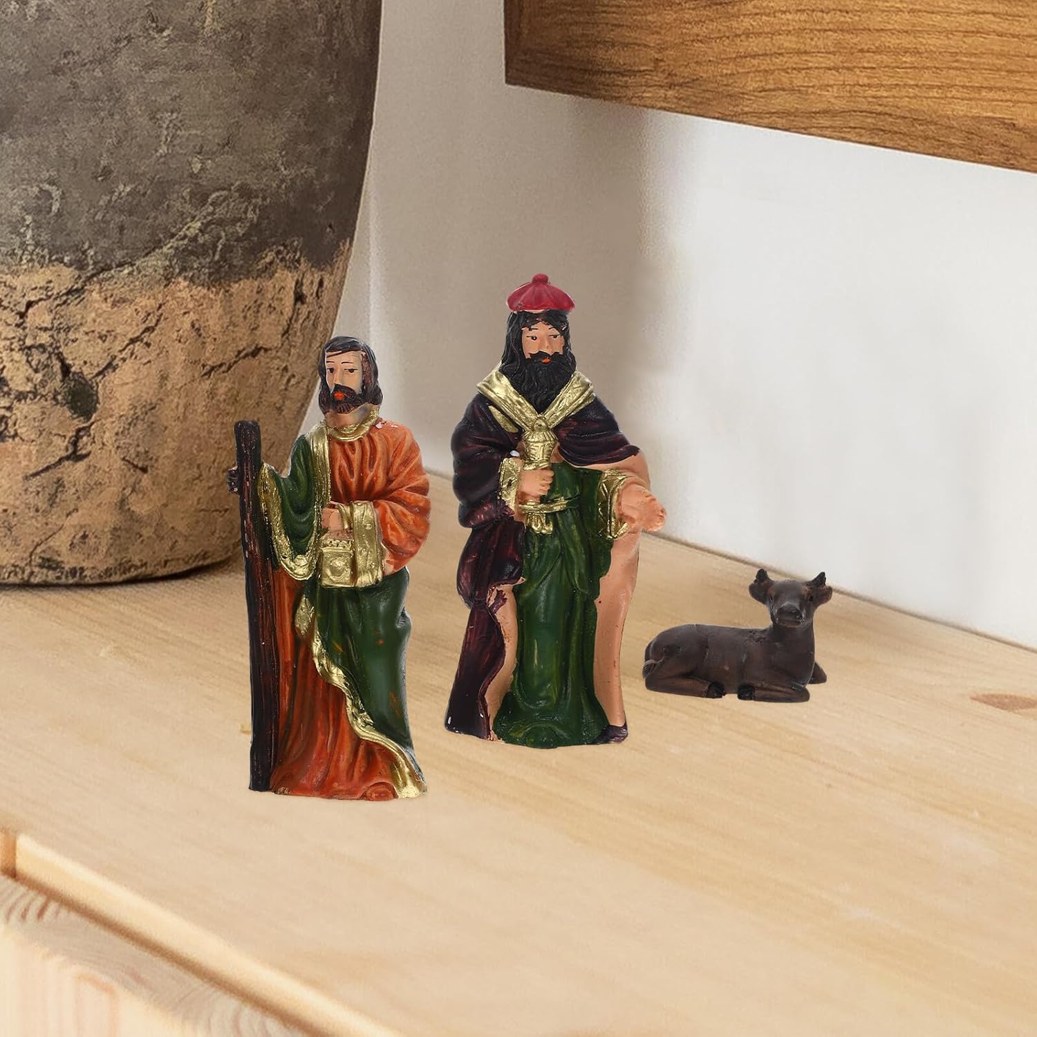 Nativity Figurines Set 10 Pieces Resin Jesus Birth Scene Small Christmas Nativity Decor Religious Holiday Collection Manger Stable Holy Family Tabletop Ornaments