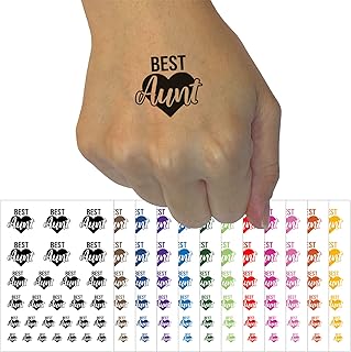 Best Aunt in Heart Temporary Tattoo Water Resistant Fake Body Art Set Collection - Hot Pink (One Sheet)