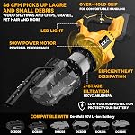 Aspirateur sans fil pour De-Walt 20V Batterie, 5 en 1 Aspirateur électrique portatif avec 500W Moteur puissant, 46 CFM Aspirateur portatif avec filtration HEPA pour plancher, moquette, voiture (sans batterie)