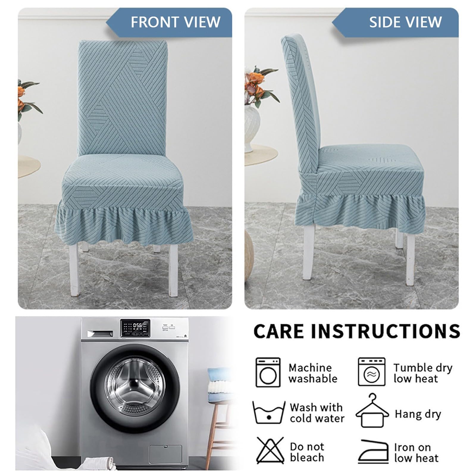 Coprisedie per Sala da Pranzo con Gonna,Elasticizzati Coprisedie con Schienale Set da 1/2/4/6,Coprisedia da Cucina Antiscivolo Universali,per Hotel Cerimonie Banchetti Feste Casa(Light Pink,4 Set)