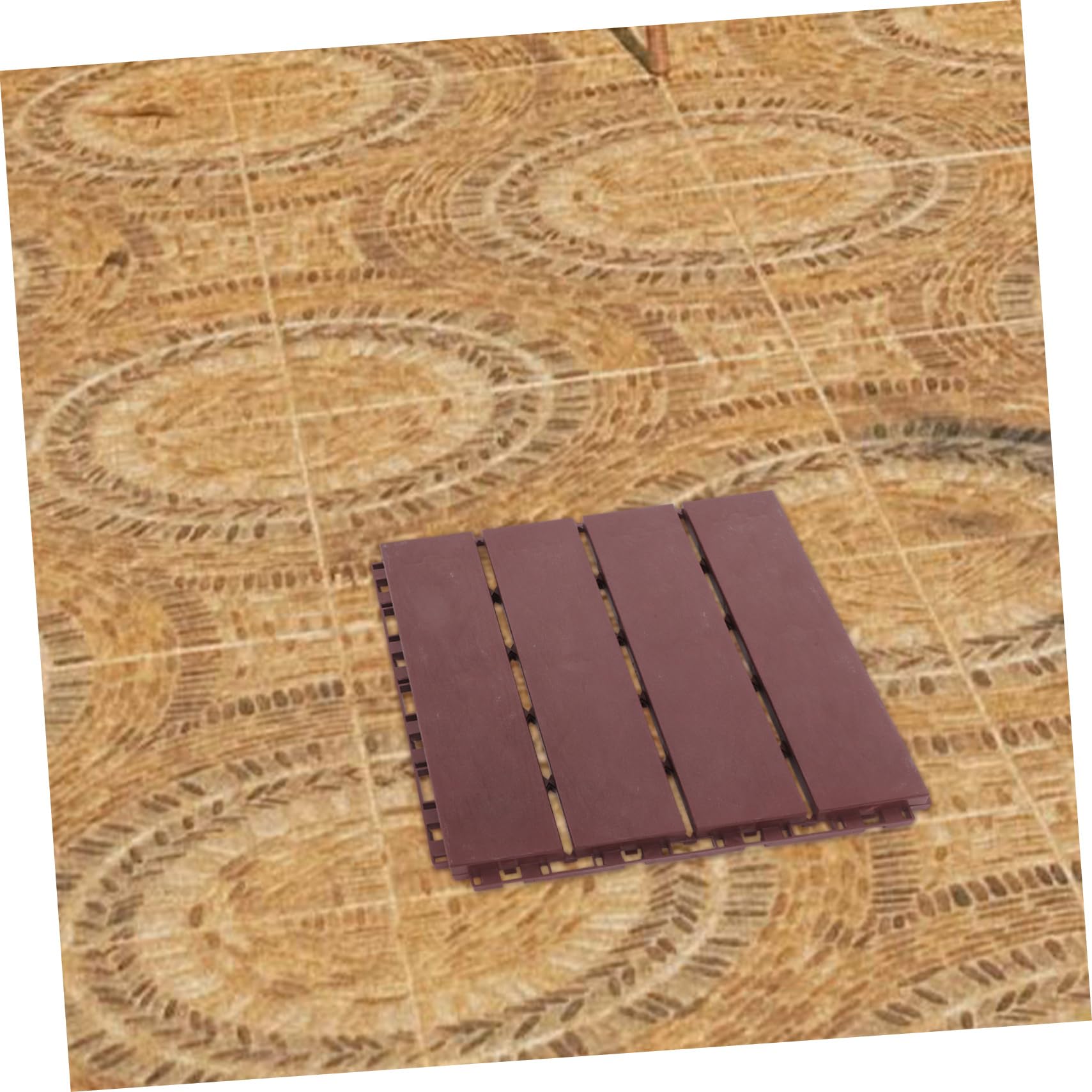 Baldosas de Plástico Entrelazadas Marrón, 6 Piezas, para Exterior