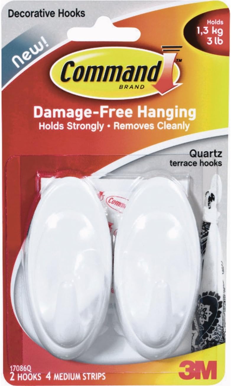 Command Strips 17086Q Medium Quartz Terrace Hook 2 Count