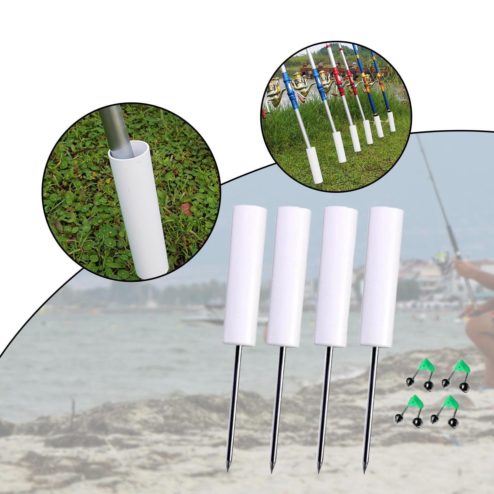 Menolana 4 Pieces Fishing Rod Holders Racks Lightweight PVC Practical Ground Support Fishing Rod Pole Holders for Sea Beach Shore , White