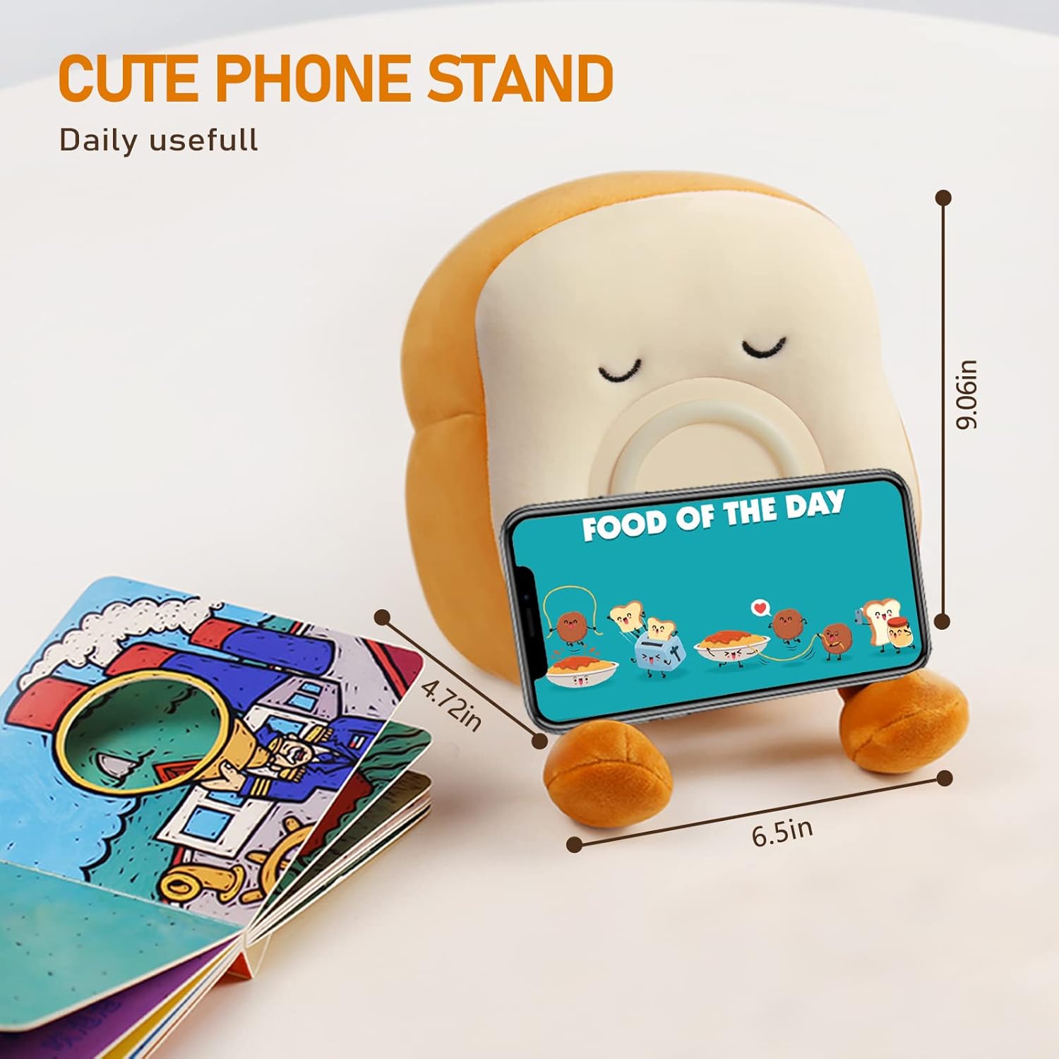 QANYI Kids Night Light Plushies, Funny Food Toast Bread Plush Cute Stuffed Alarm Clocks for Bedrooms, Cool Bedside Lamp Gifts for Women Kids 6 7 8 9 10 11 Year Old Girls
