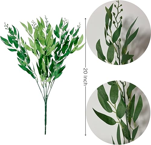 Miniatura 2 de Sauce artificial que llora 4 piezas, plantas de plástico de vegetación falsa, resistentes a los rayos UV, para el hogar, jardín, maceta, llenador,