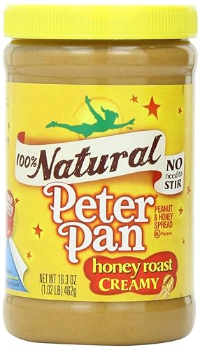 Peter Pan, Mantequilla cremosa de maní 100% natural, tostado con miel, tarro de 16.3 onzas (paquete de 3)