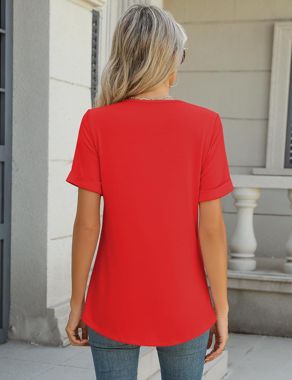 Rapbin T Shirts for Women Short Sleeve V Neck Tshirts Loose Fit Lightweight Soft Casual Summer Spring Tee Tops - Image 2