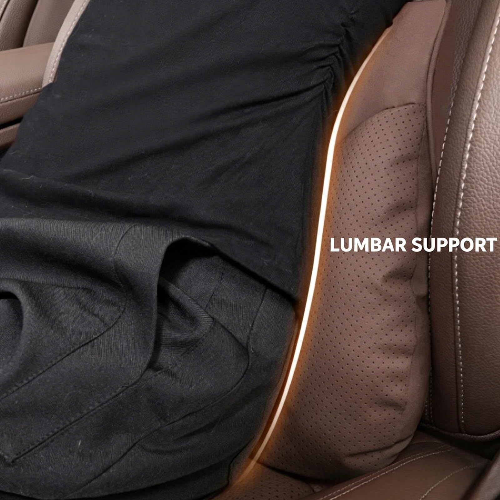 Auto Lendenwirbelstütze Kopfstütze für Stream 2000-2014, Leder Set Nacken Kopfkissen Lordosenstütze für Auto Zubehör,Orange