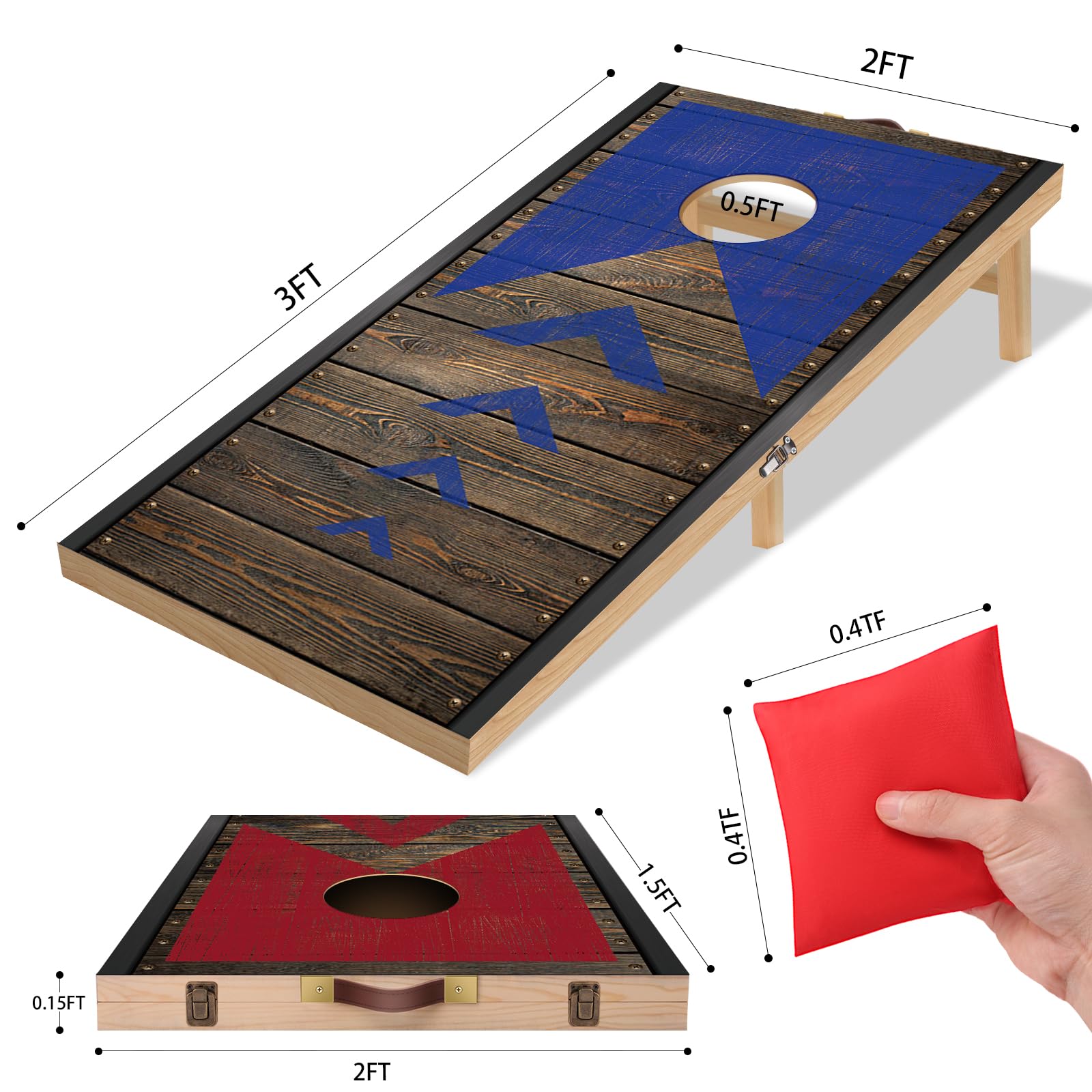 NZQXJXZ 90 x 60 cm plegable Cornhole Juego Outdoor Cornhole Saquitos con 8 sacos de frijoles & Bolsa de transporte para patio trasero, césped, playa 2 en 1 Camping Outdoor Juego